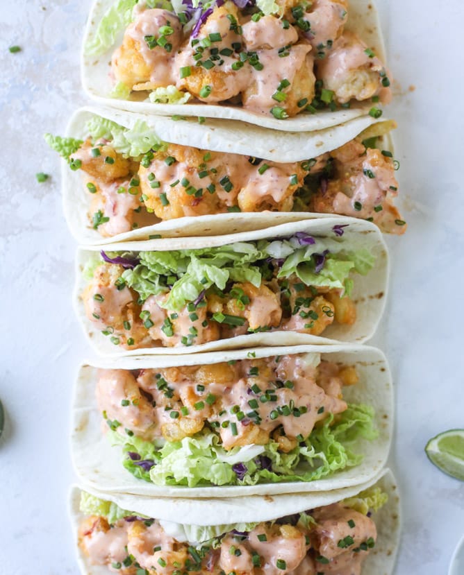 bang bang cauliflower tacos I howsweeteats.com #bangbang #cauliflower #tacos #vegetarian 