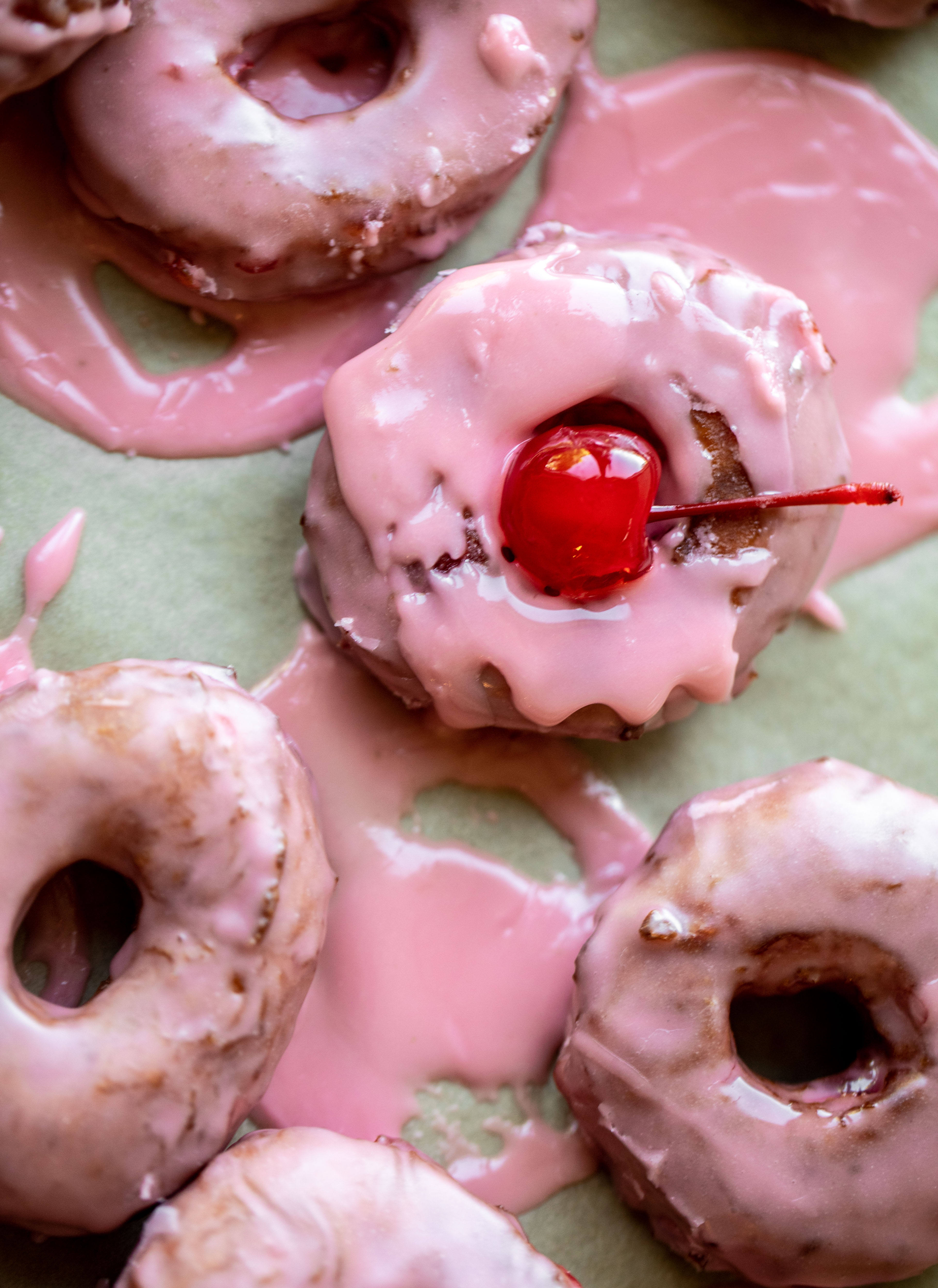 cherry donuts with bourbon glaze
