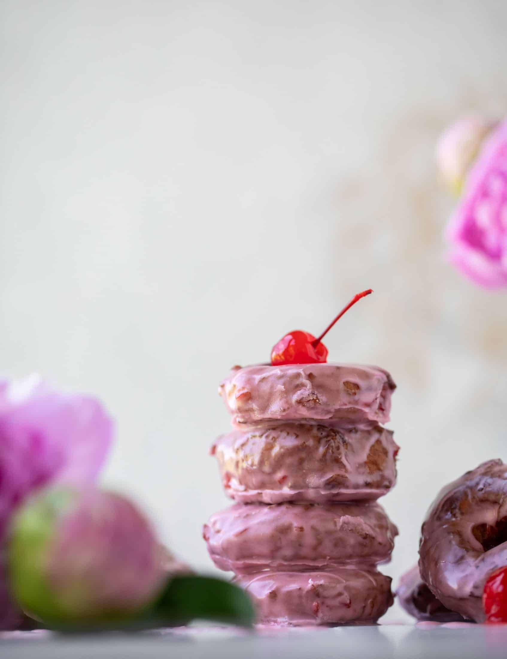 cherry donuts with bourbon glaze