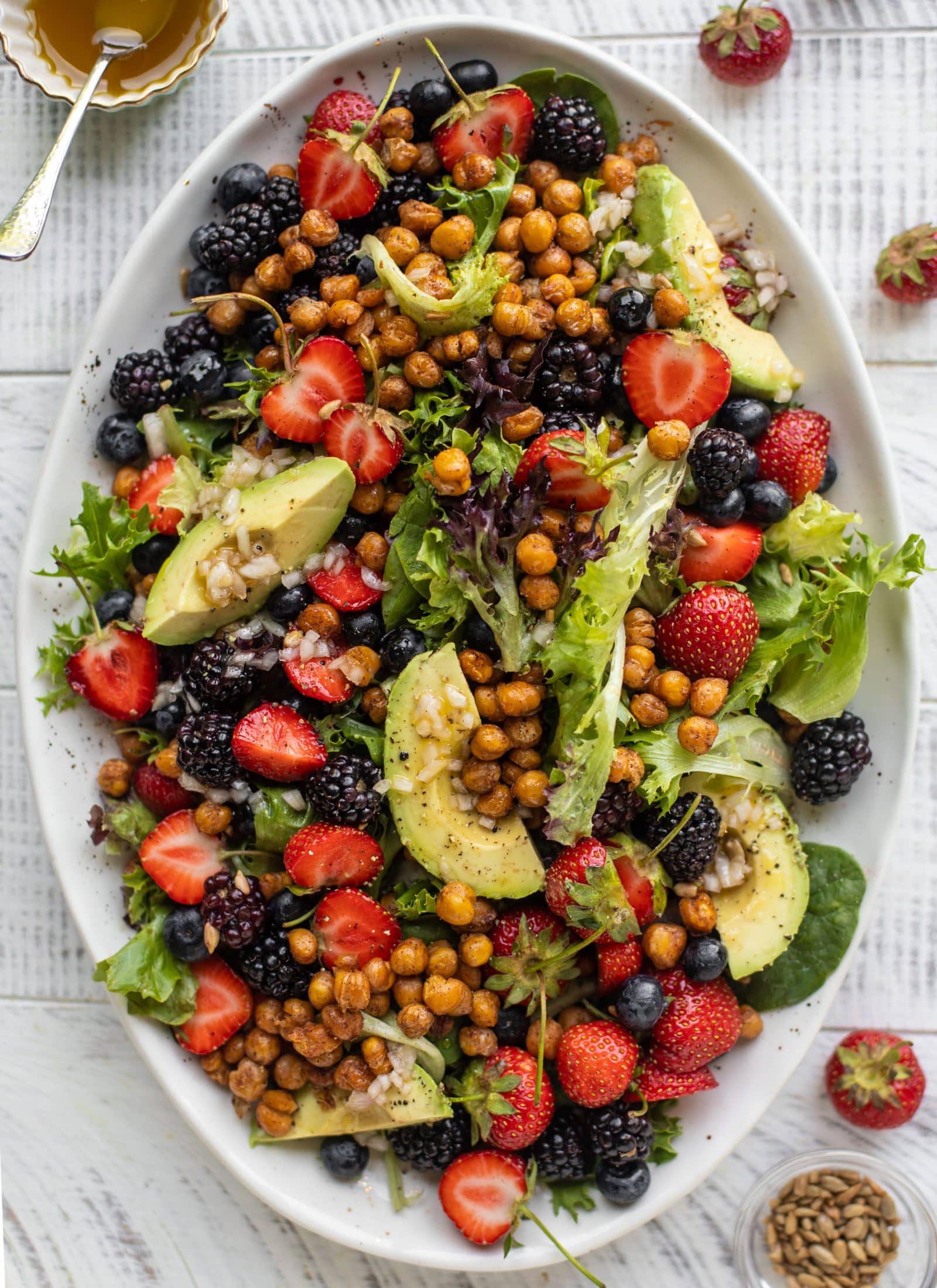 triple berry chickpea crunch salad