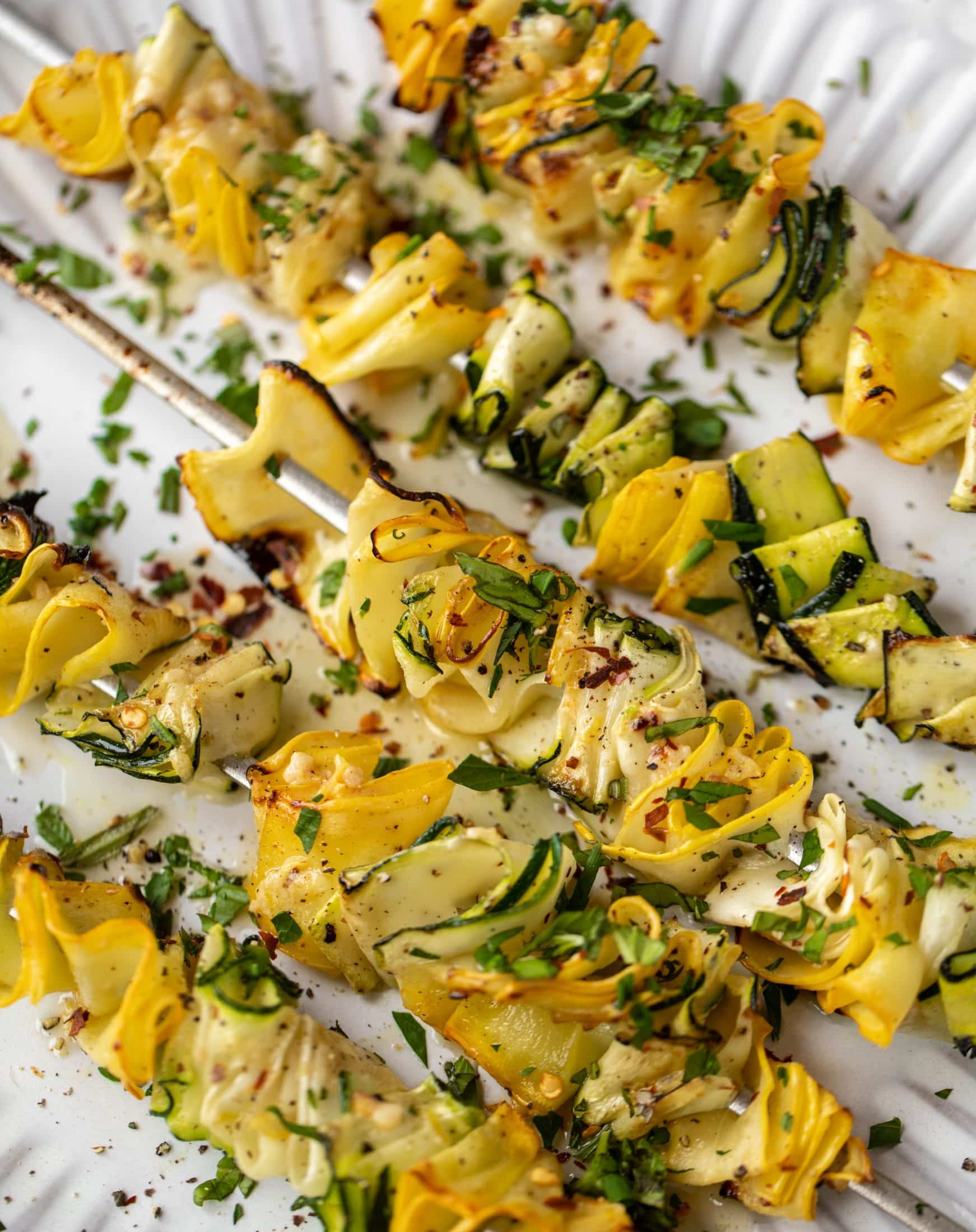 zucchini skewers with spicy lemon garlic butter
