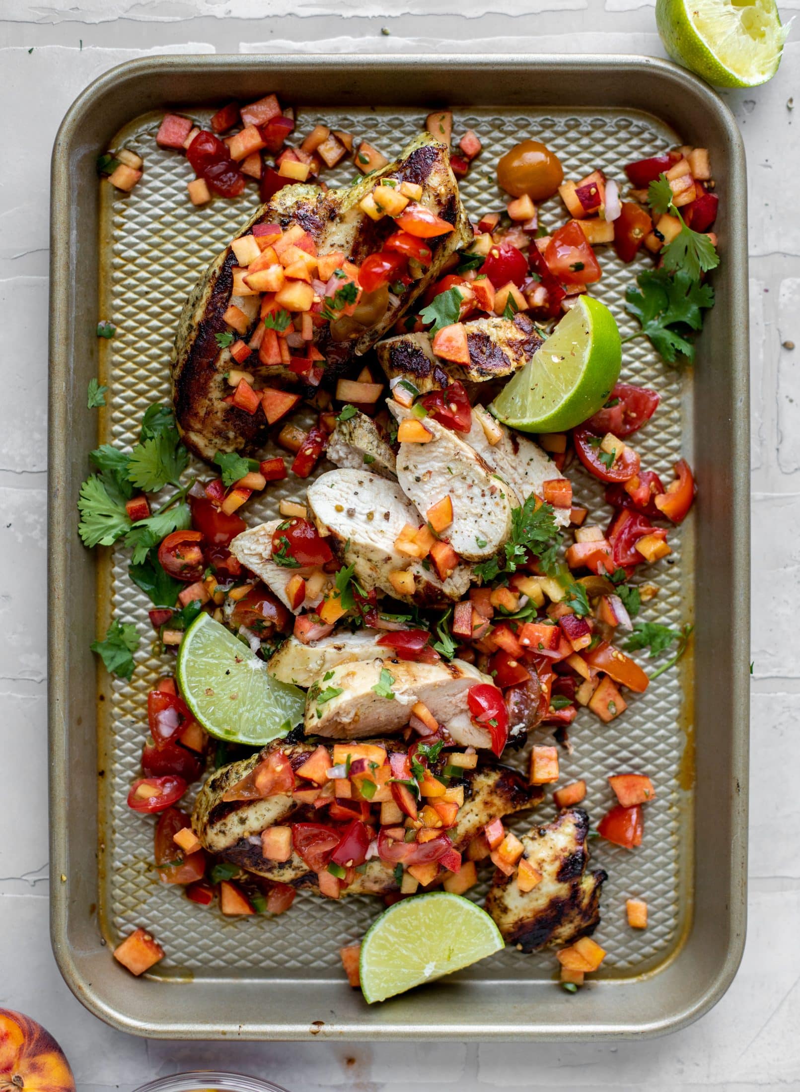 grilled cilantro lime chicken with peach pico de gallo