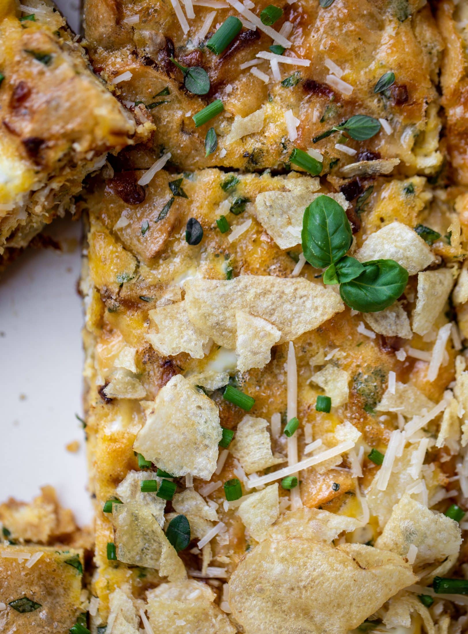potato chip frittata with fresh herbs