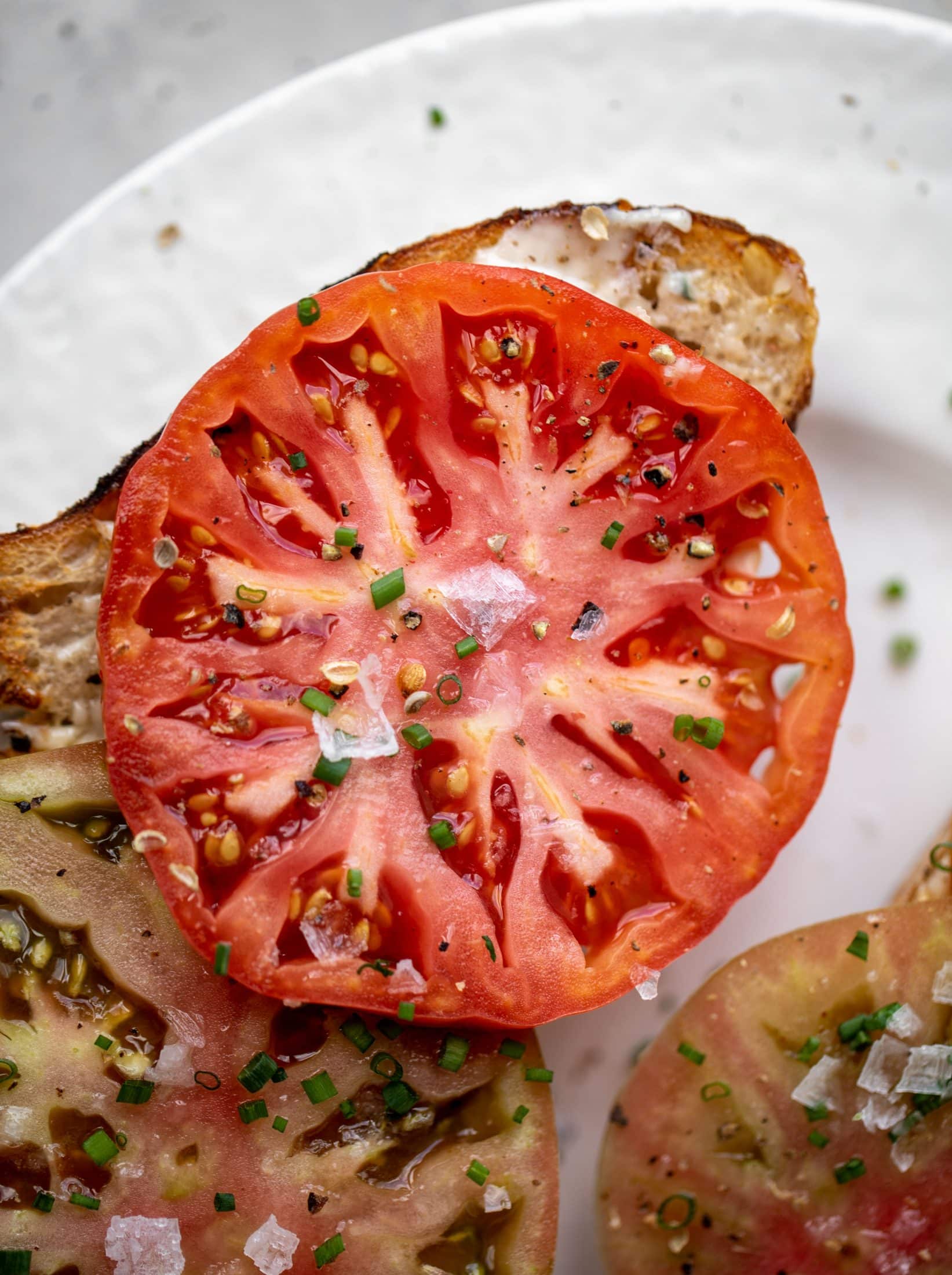 tomato toast with blue cheese mayo