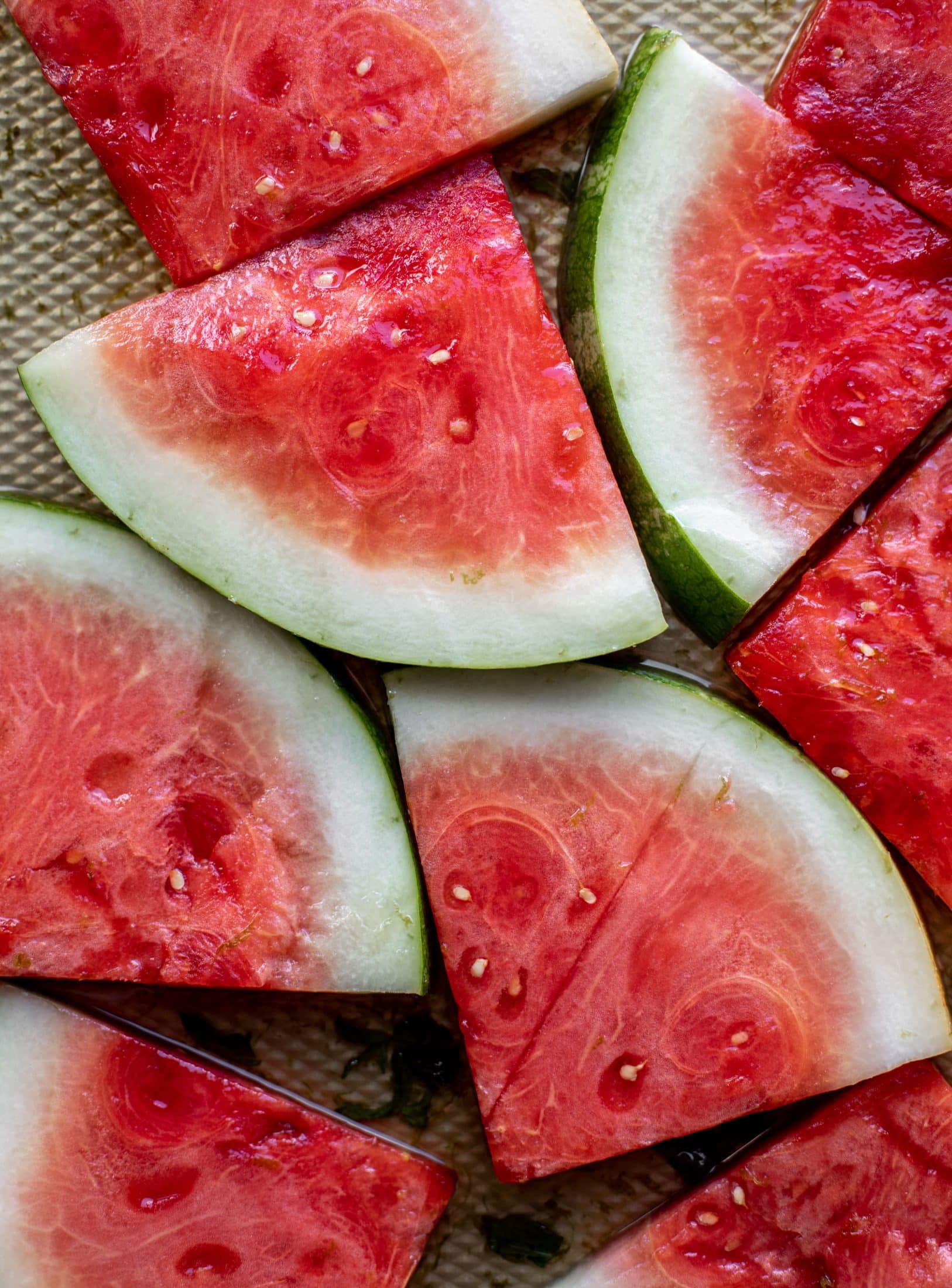 watermelon soaking in mojito syrup