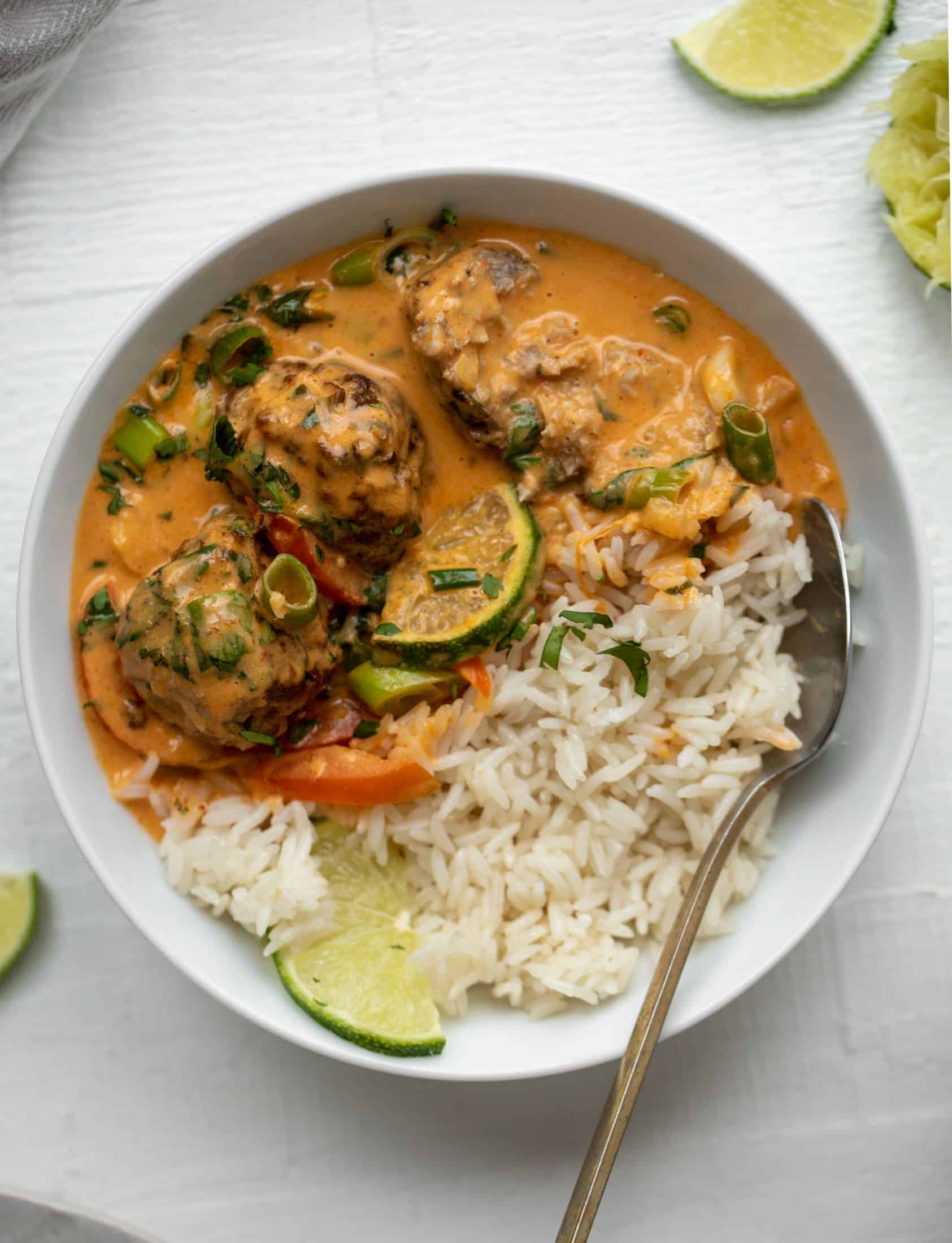 coconut curry pork meatballs