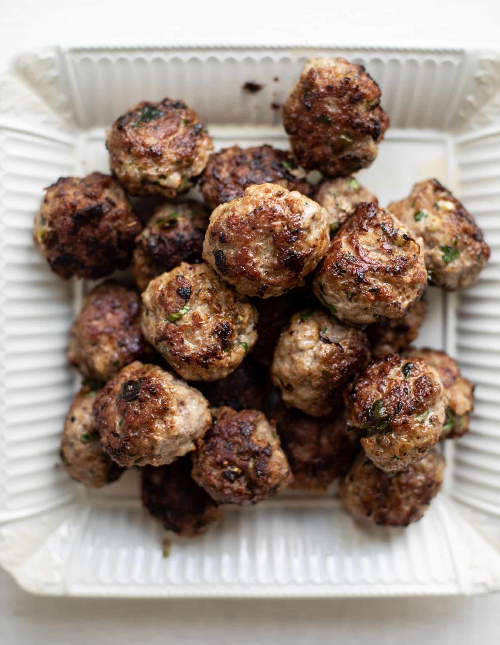 browned pork meatballs