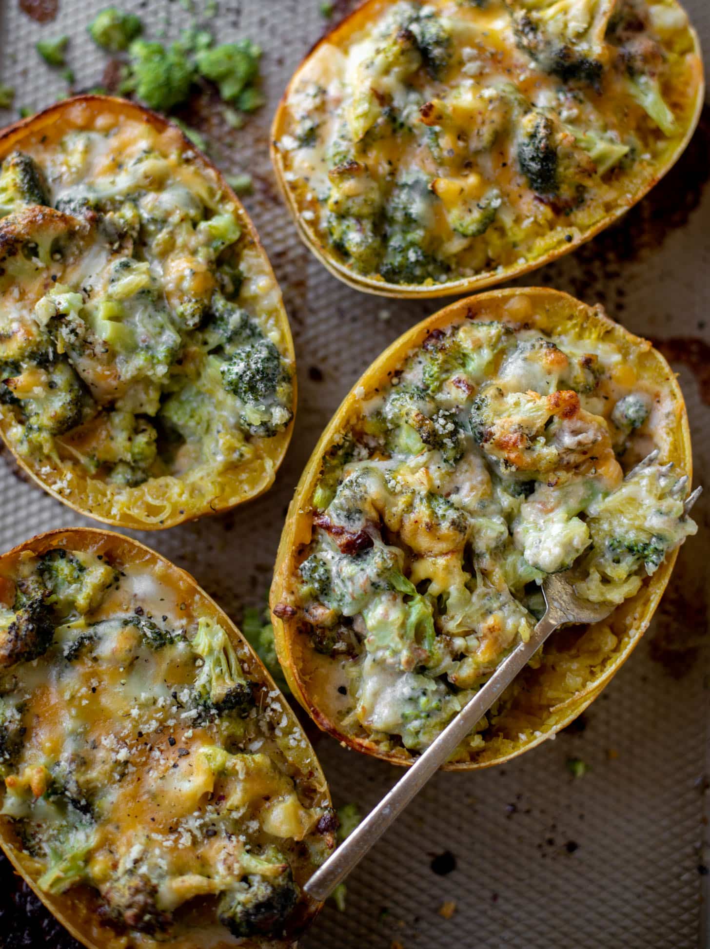 broccoli cheddar stuffed spaghetti squash