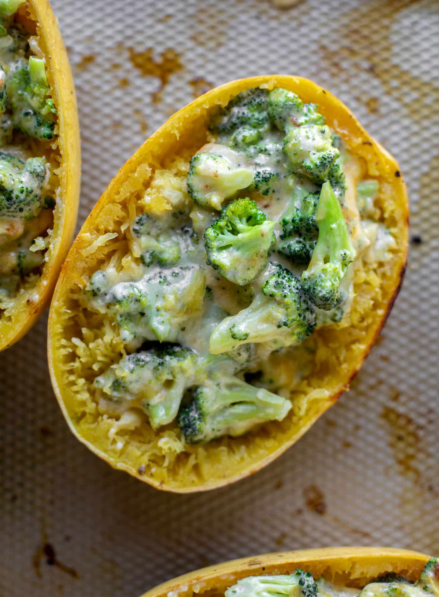 stuffed the spaghetti squash with broccoli cheddar