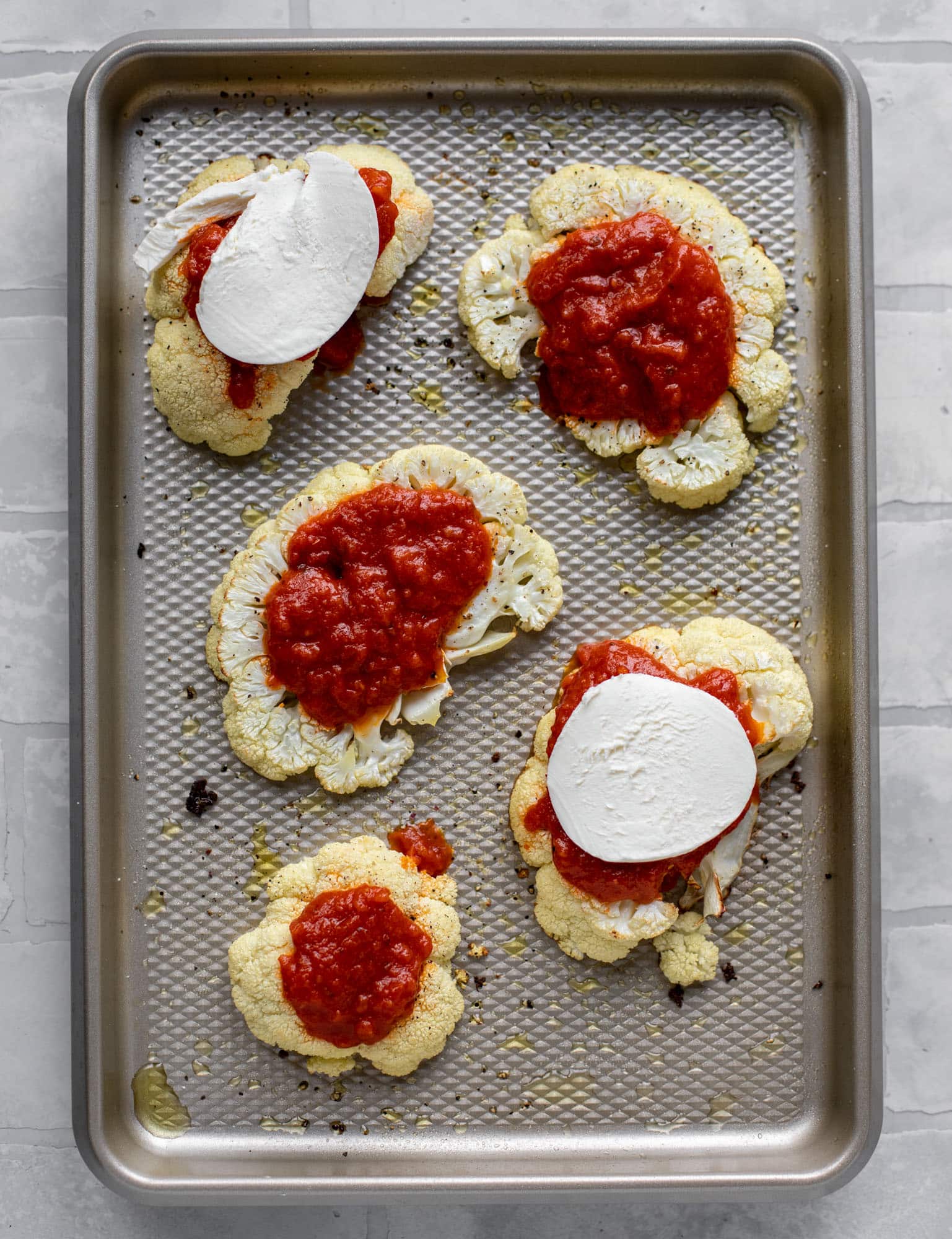cauliflower parmesan about to be baked