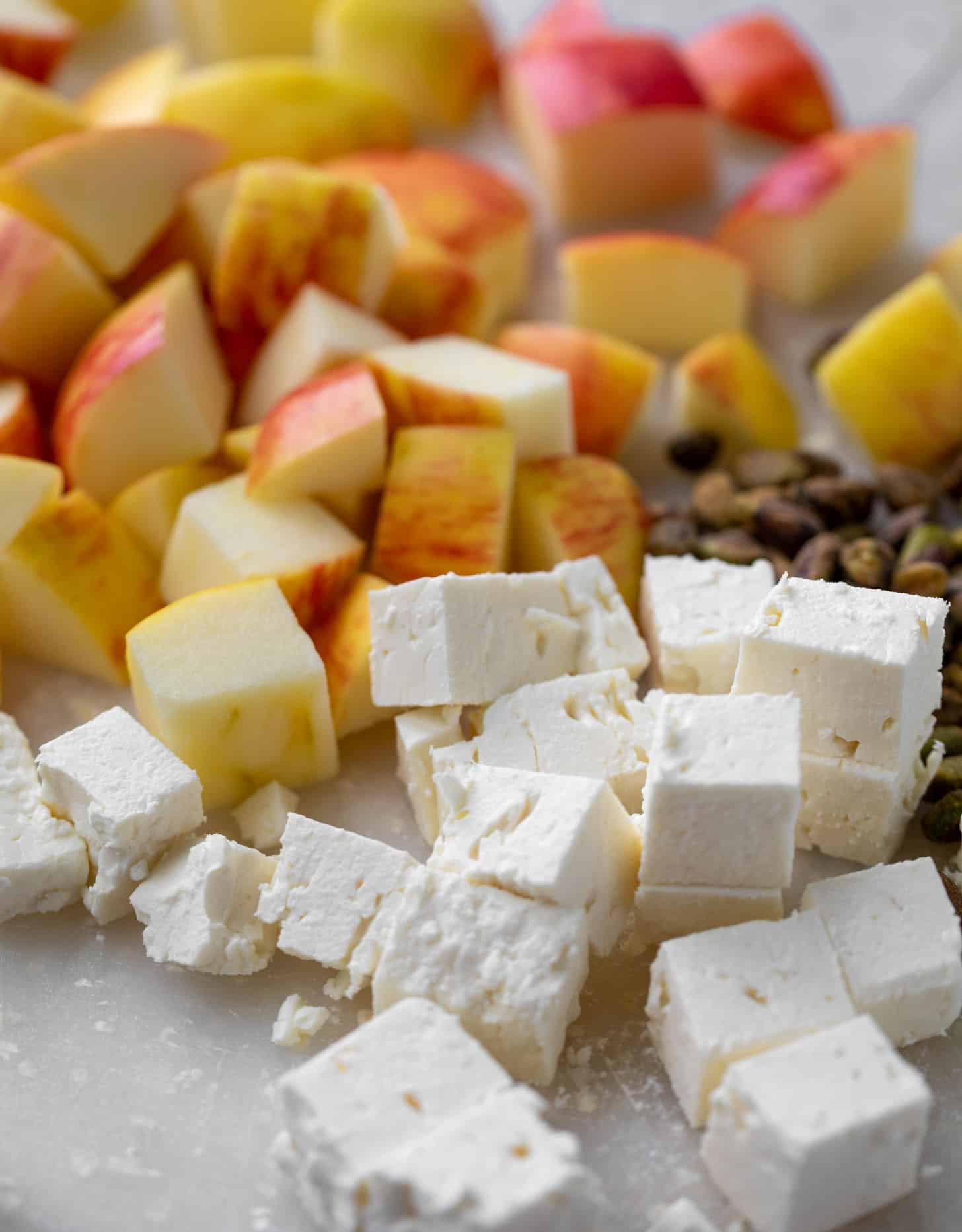 chopped apples and feta