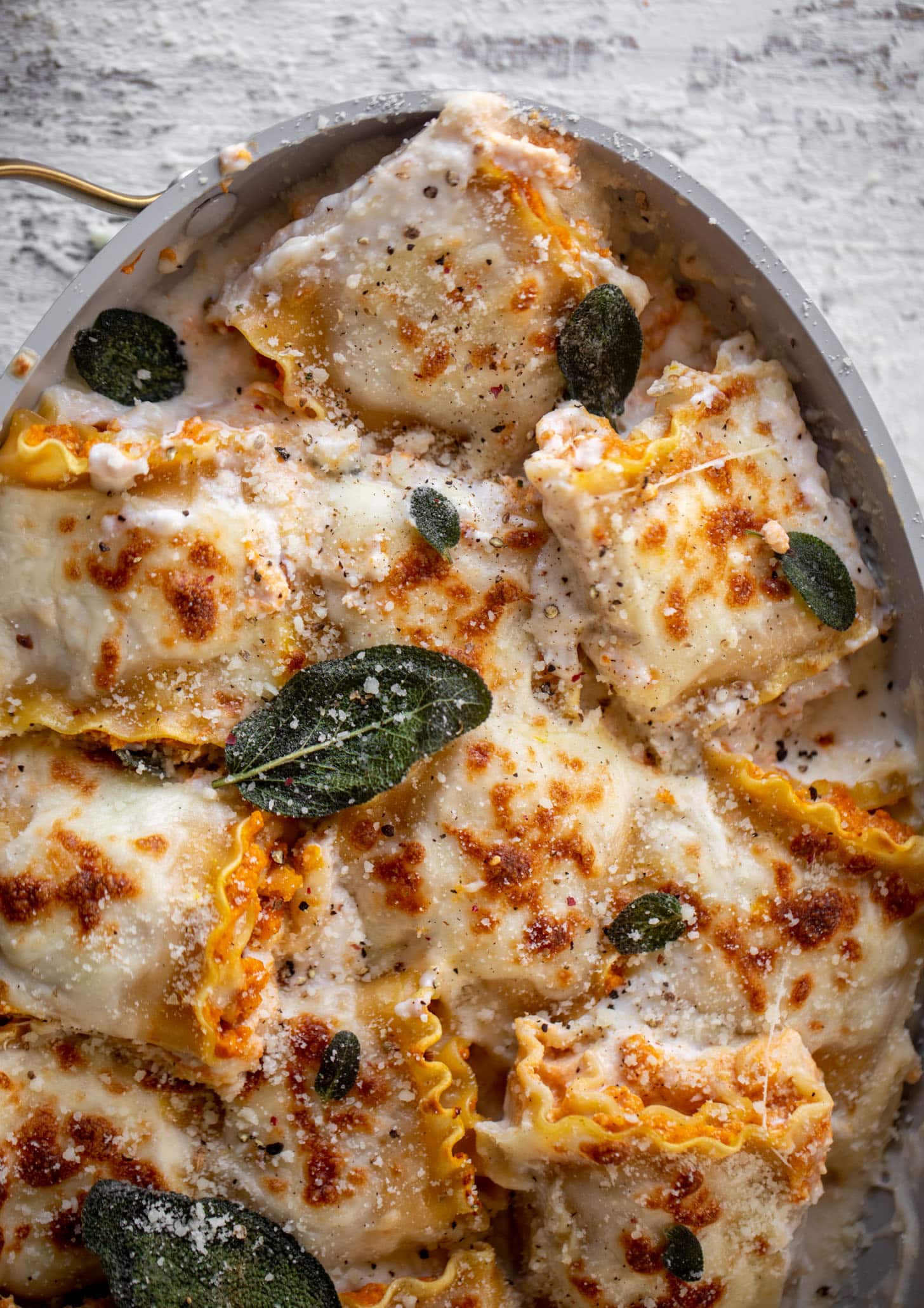 pumpkin lasagna roll ups with crispy sage