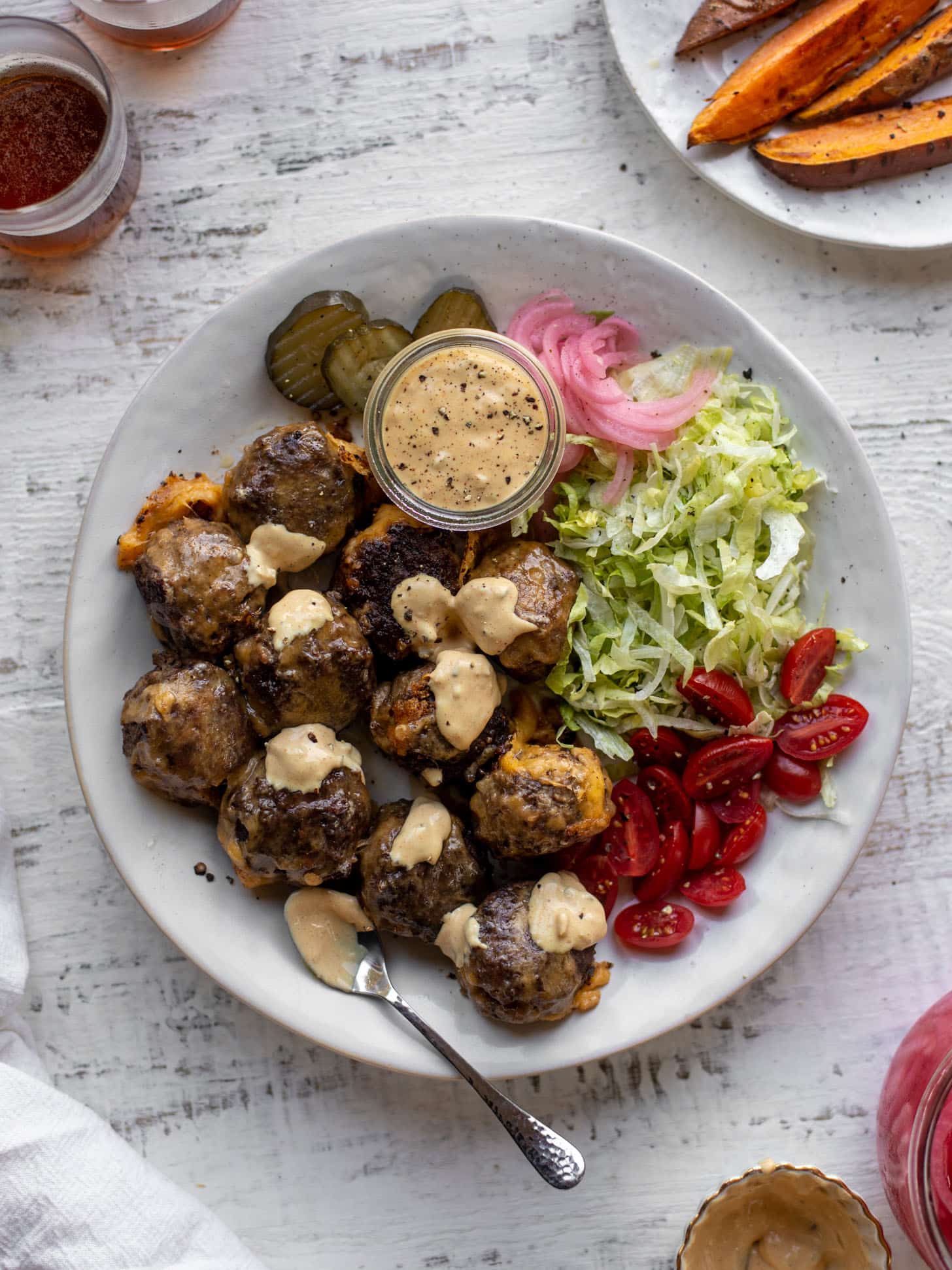 cheeseburger meatballs with special sauce