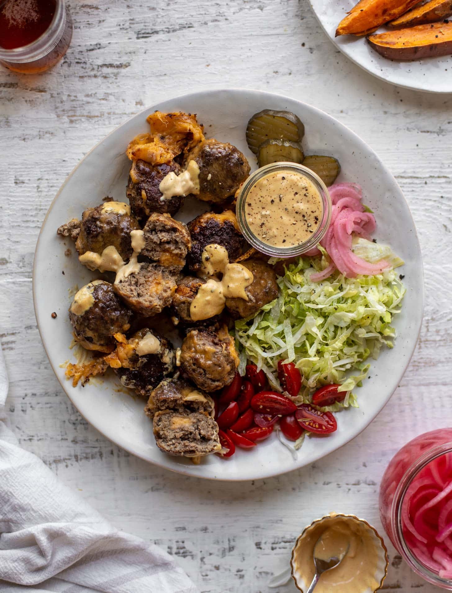 cheeseburger meatballs with special sauce