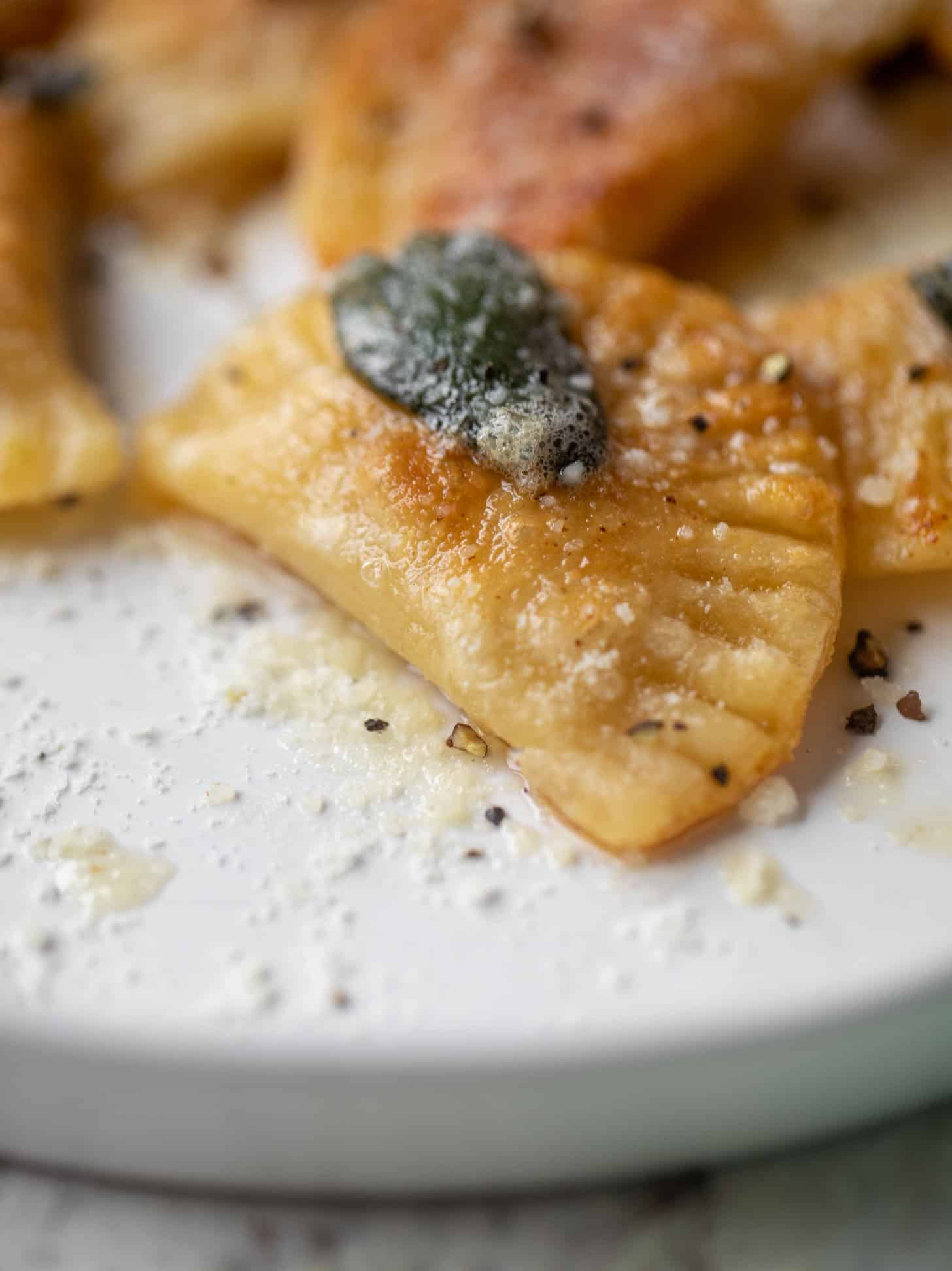 pumpkin pierogies with brown butter and crispy sage