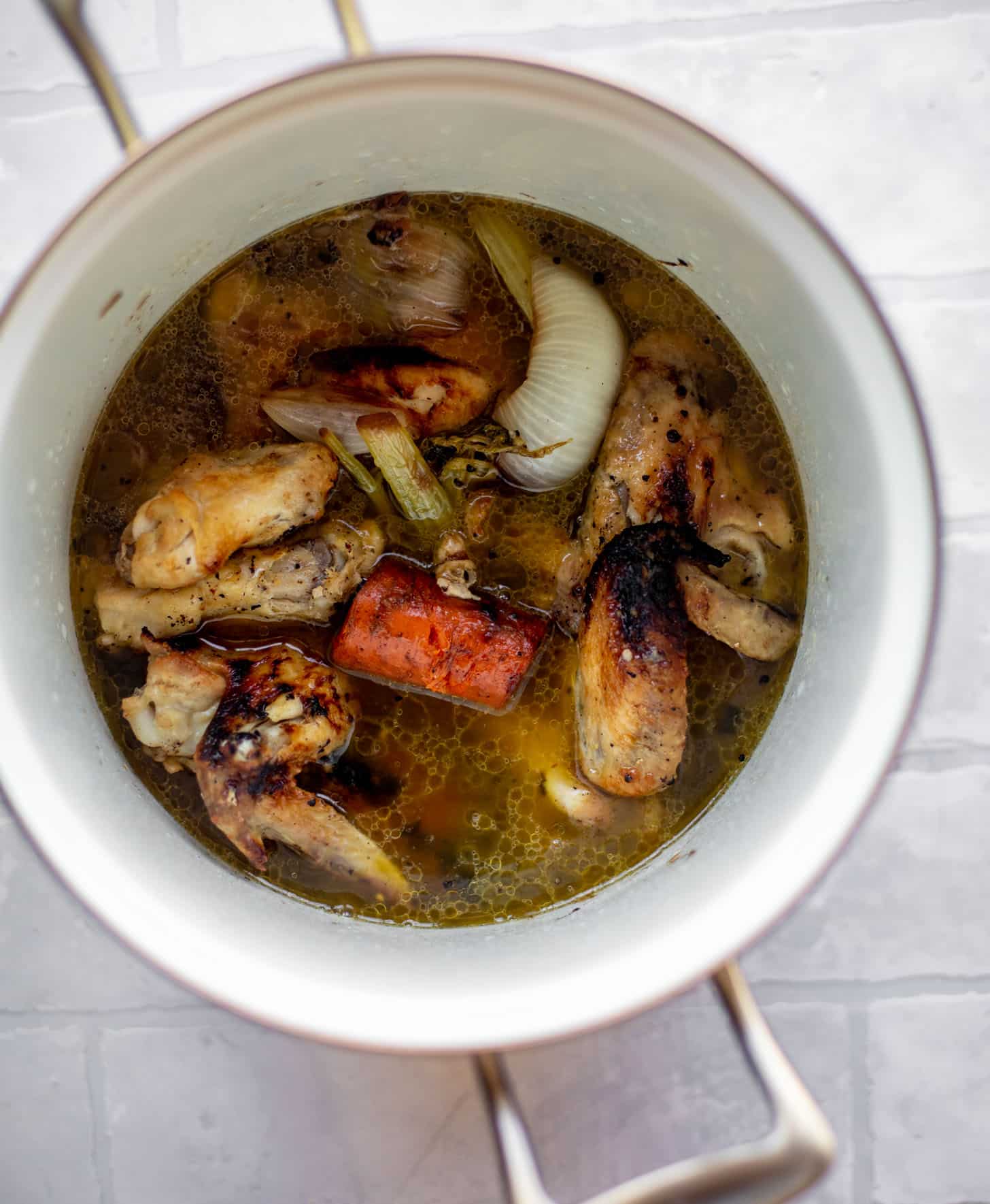 stock with wings and vegetables