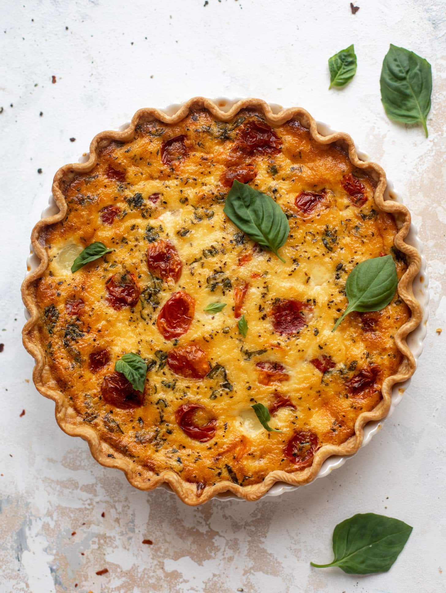 christmas caprese quiche