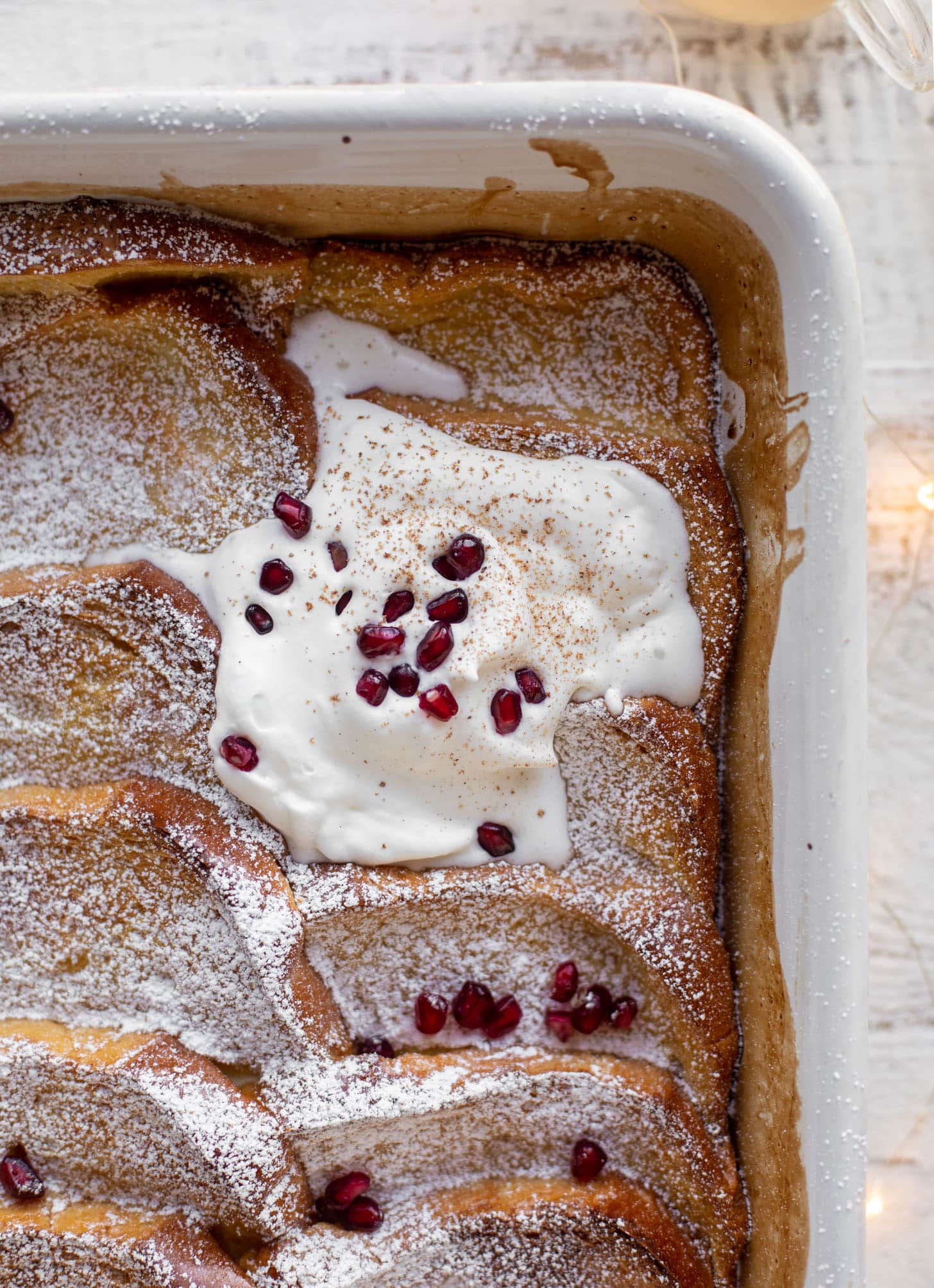 eggnog creme brulee french toast with bourbon whipped cream