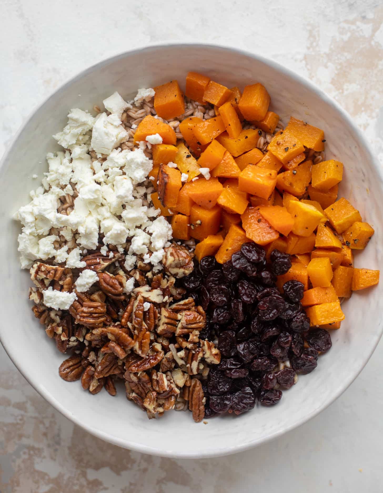 winter farro salad with cranberry cinnamon vinaigrette