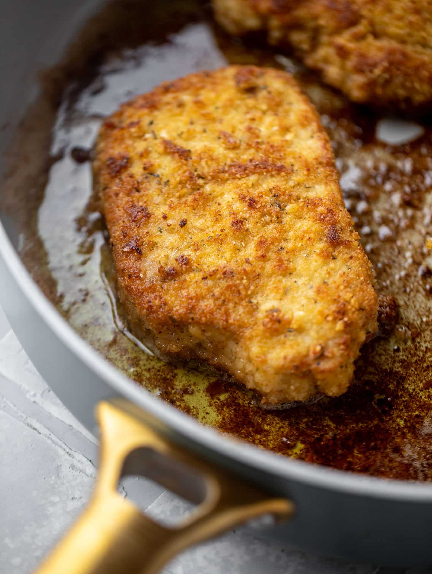 crispy pork in a skillet