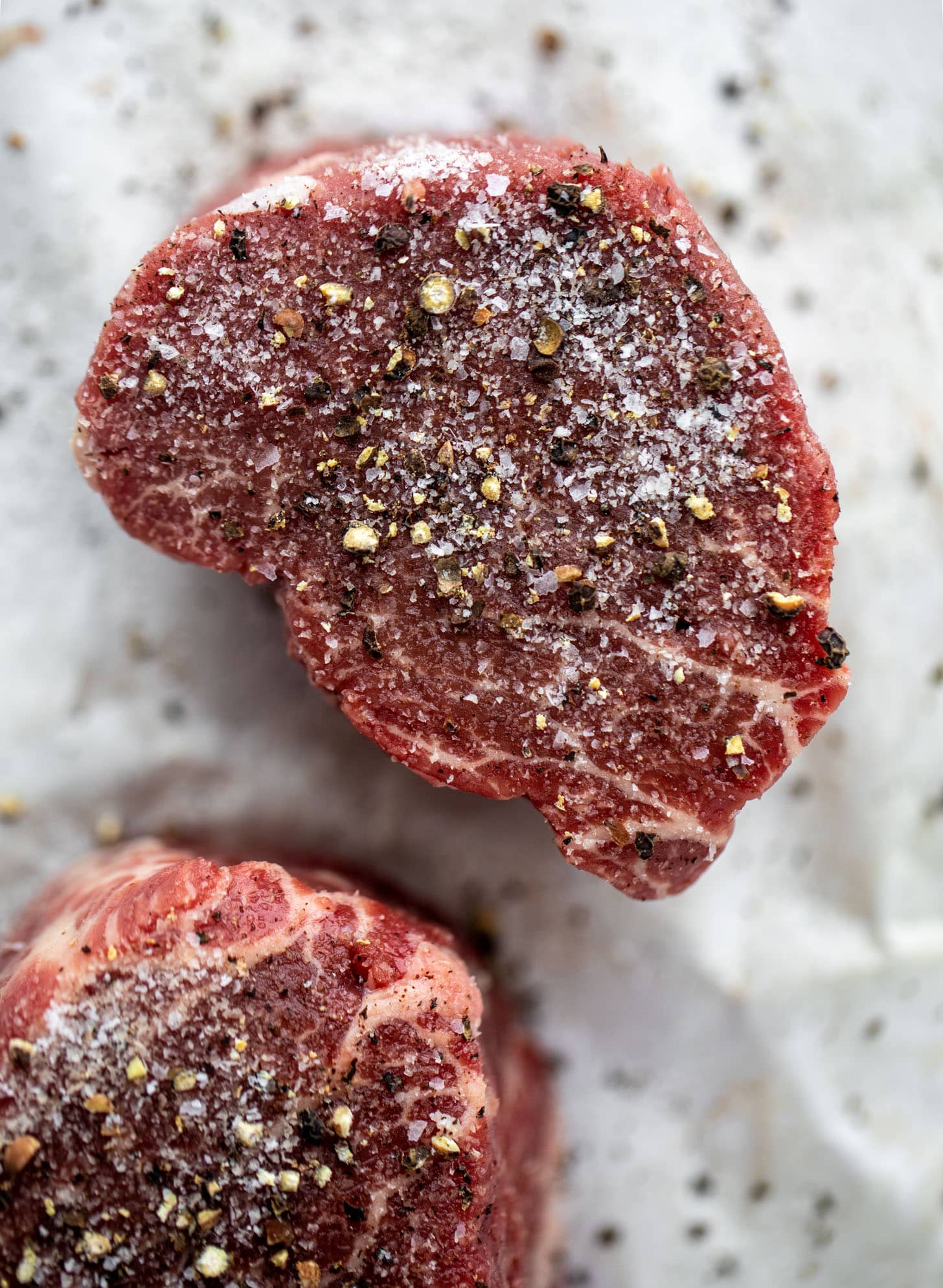filet mignon steaks with salt and pepper
