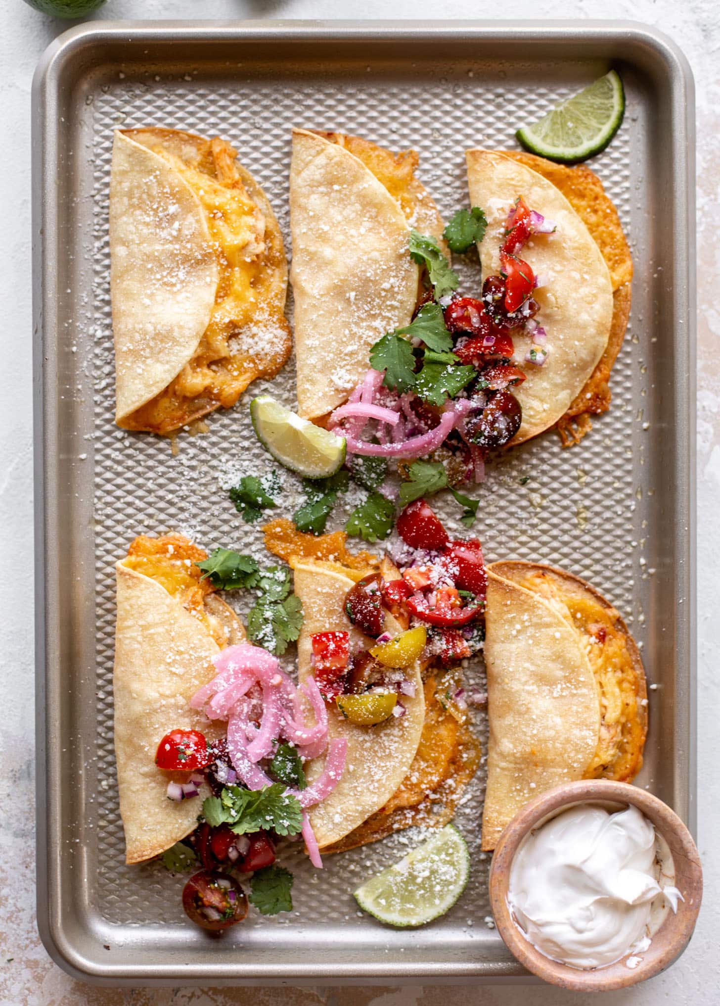 crispy baked salsa chicken tacos with pico de gallo
