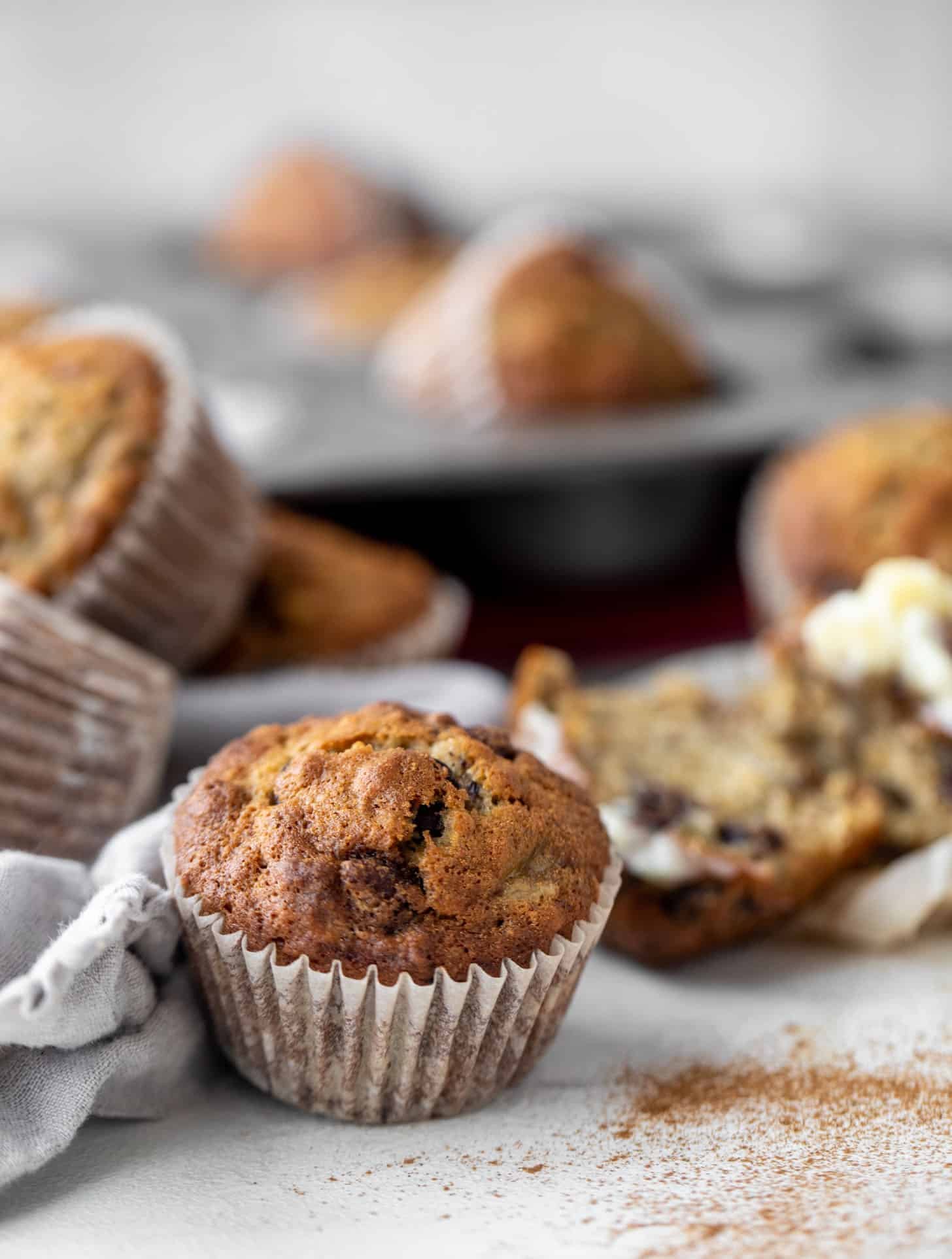 chocolate chip banana oat muffins
