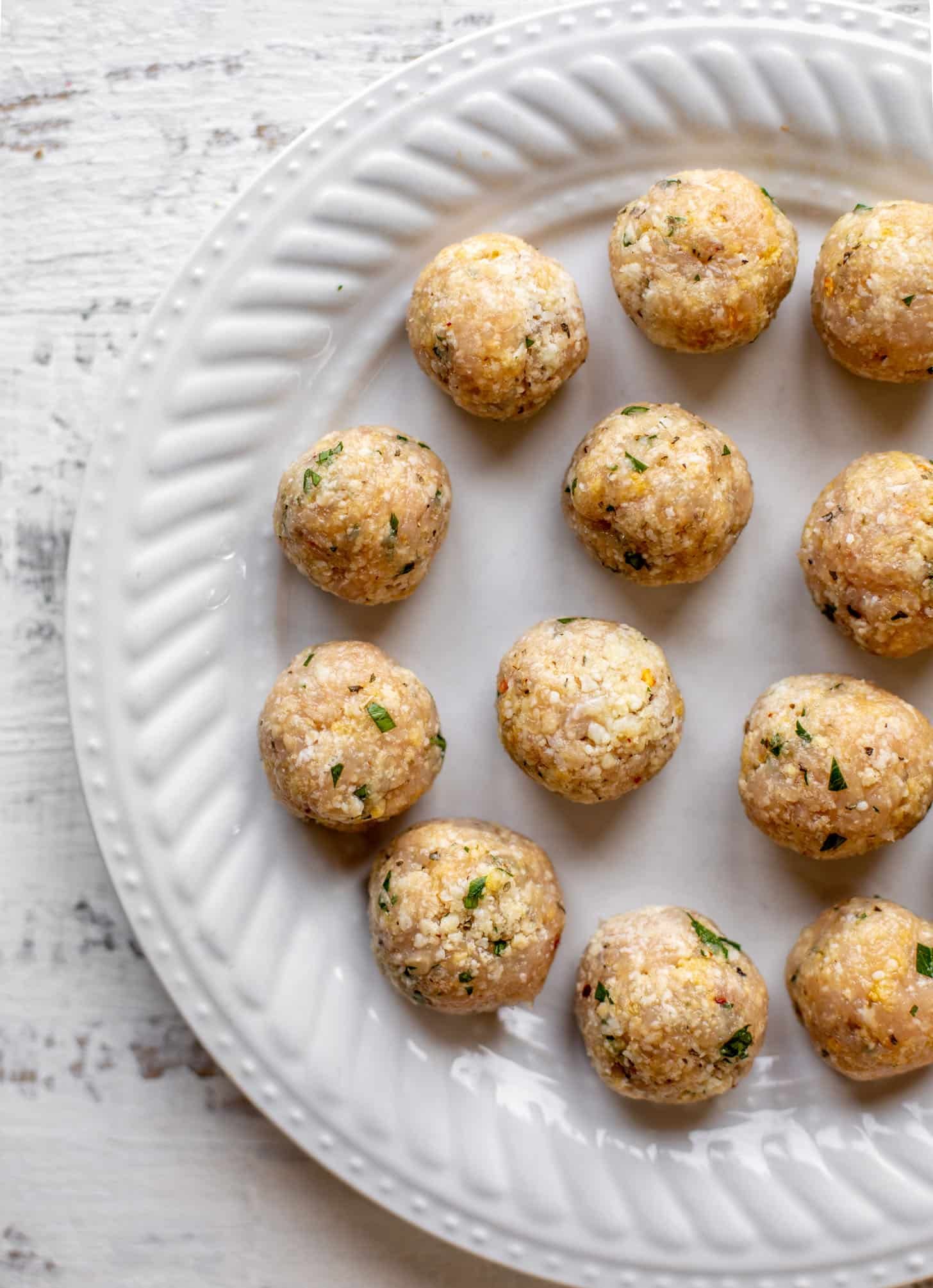 chicken romano meatballs prepped