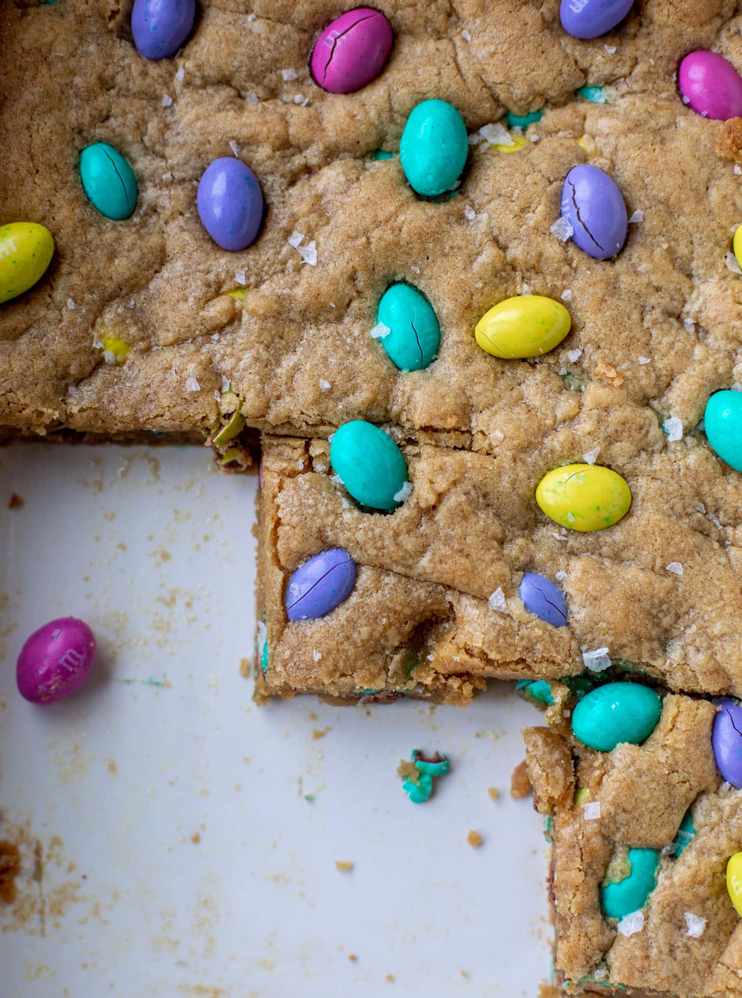 salted brown butter peanut butter m&m cookie bars