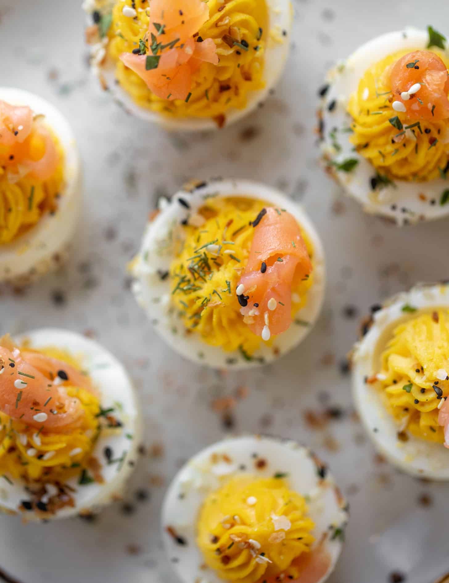 everything smoked salmon deviled eggs