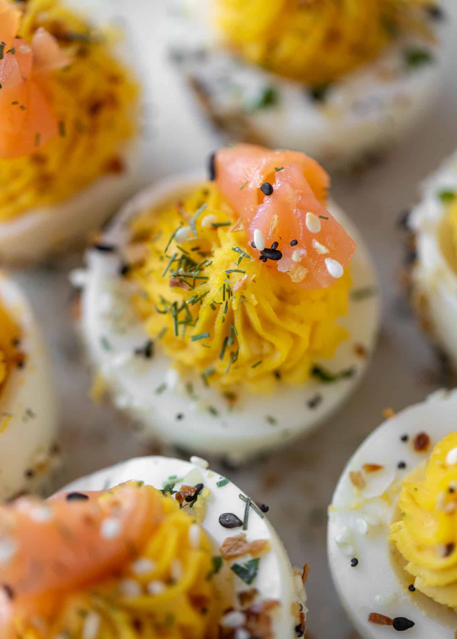 everything smoked salmon deviled eggs