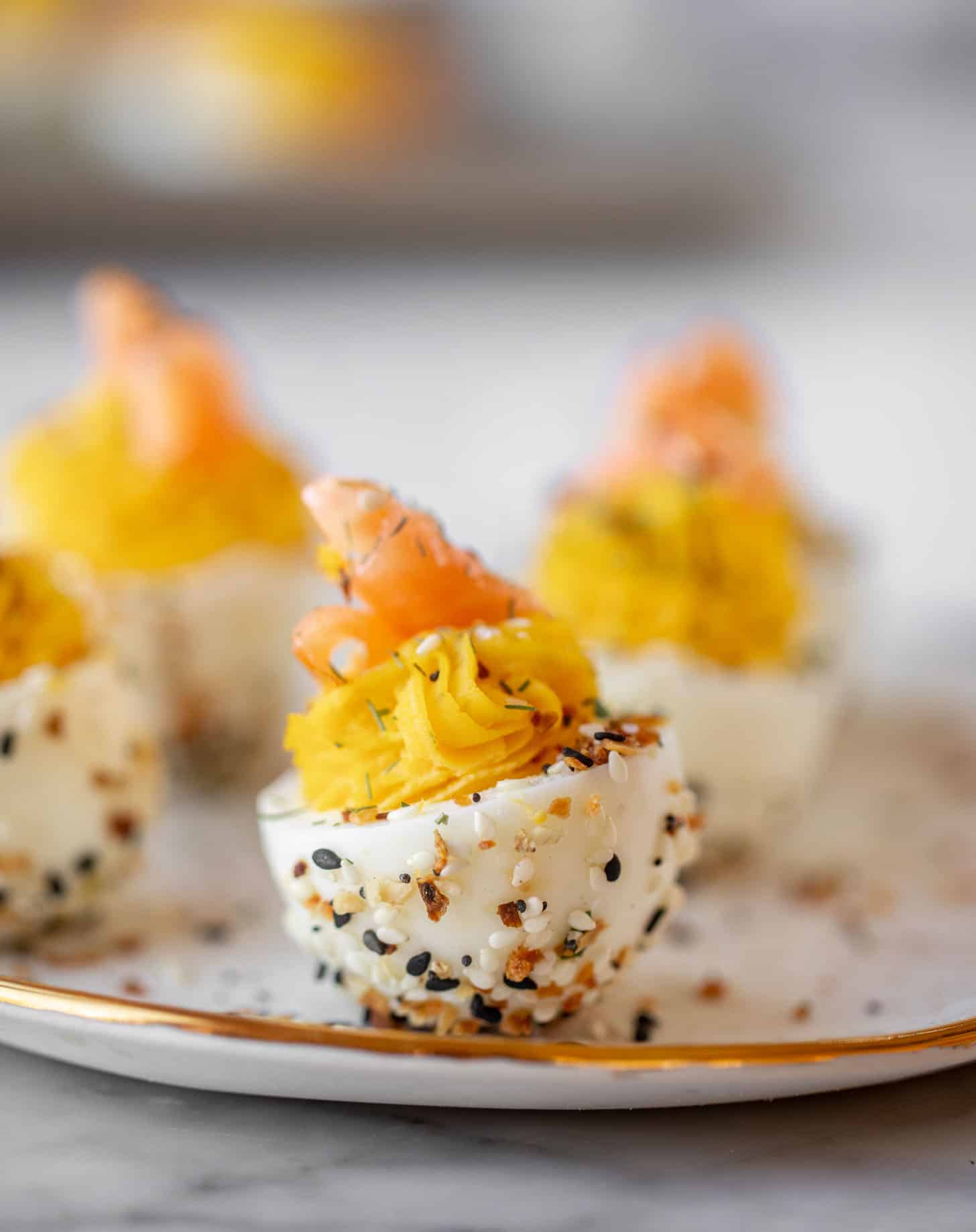 everything smoked salmon deviled eggs