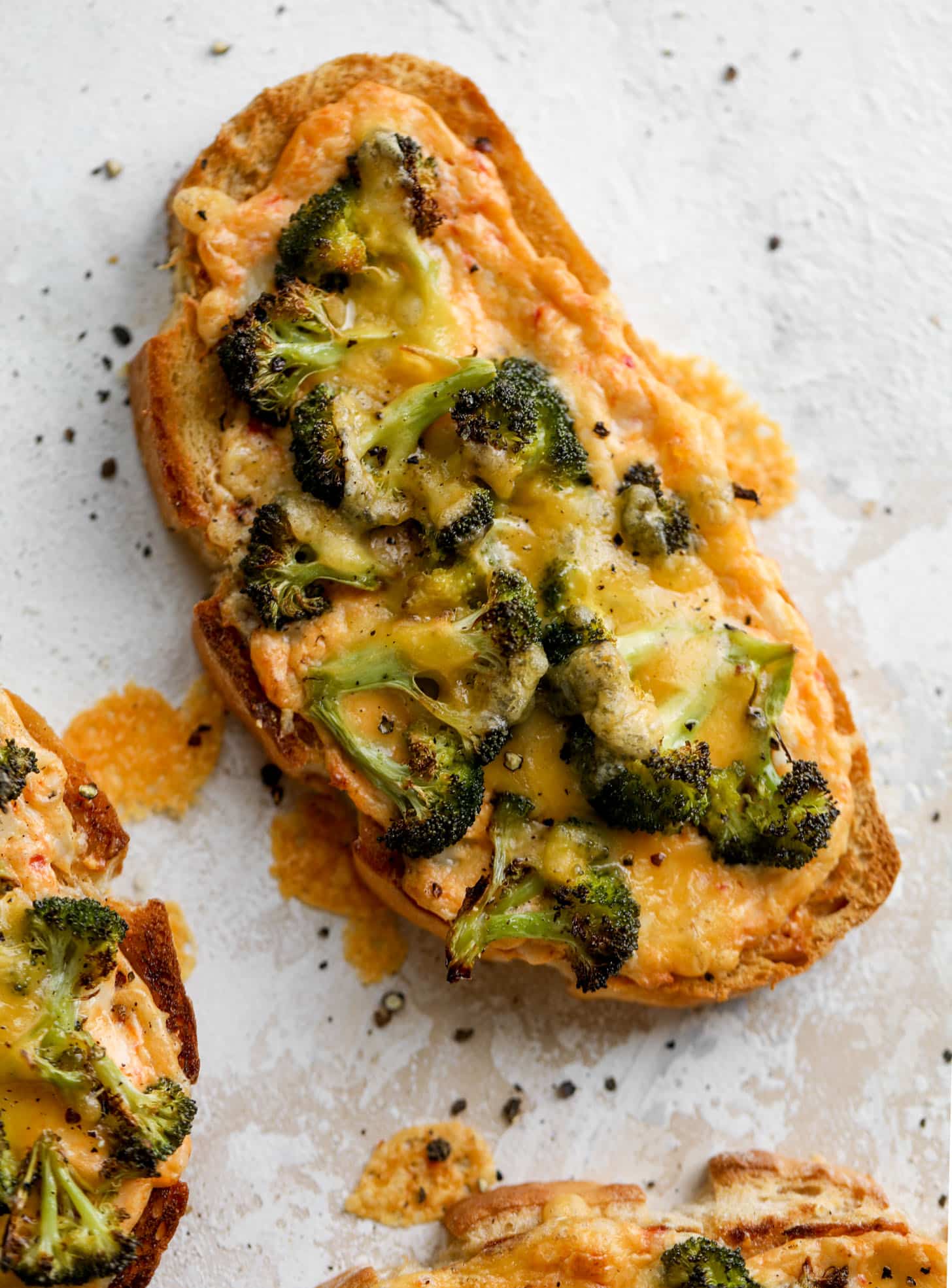 roasted broccoli pimento cheese melts