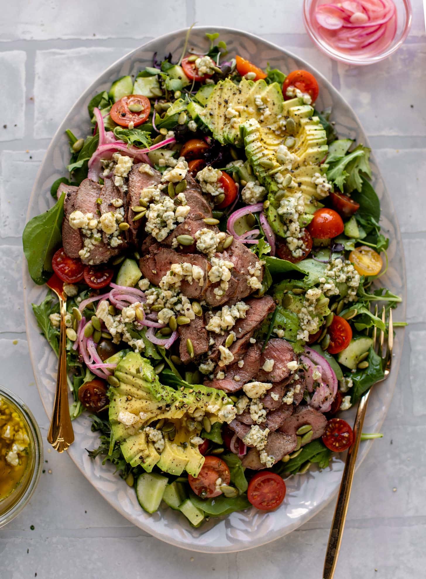 everyday steak salad with blue cheese vinaigrette