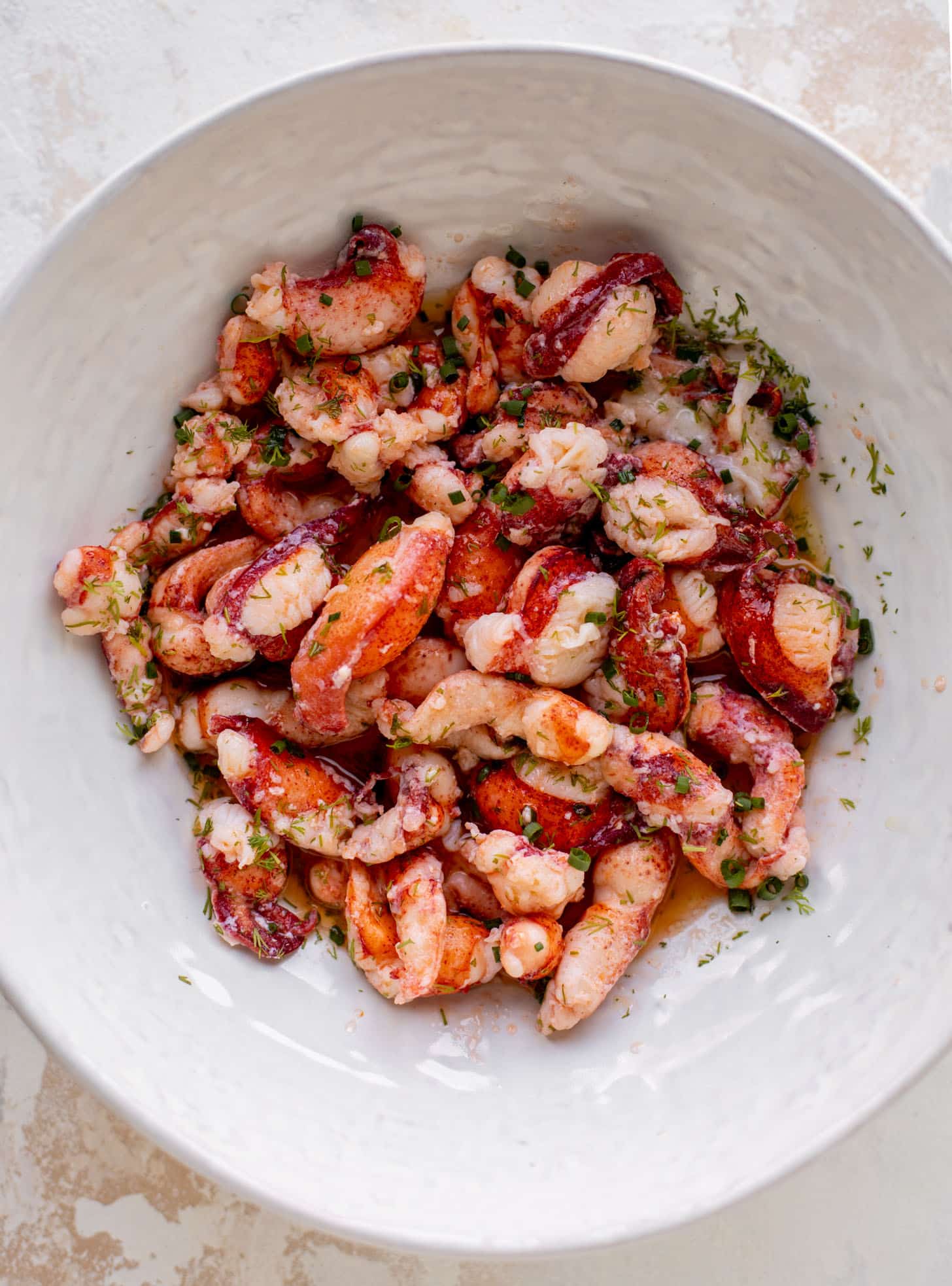 lobster meat with butter and herbs