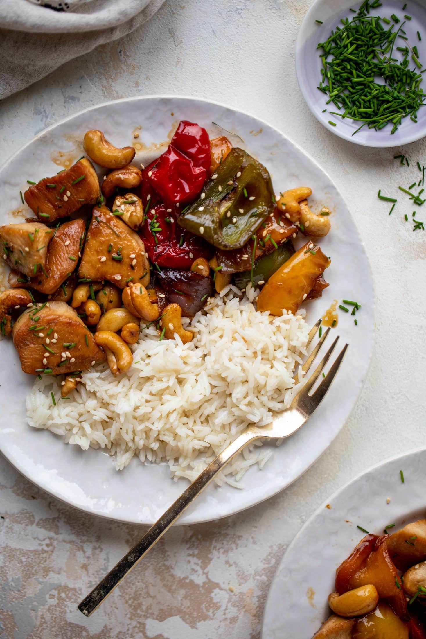 sheet pan cashew chicken with jasmine rice
