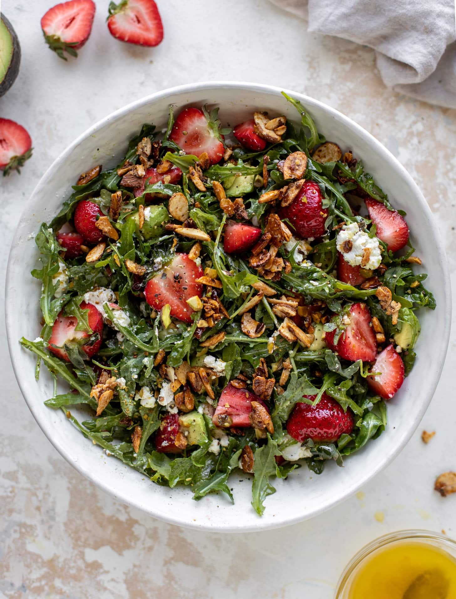 strawberry crunch salad with champagne vinaigrette