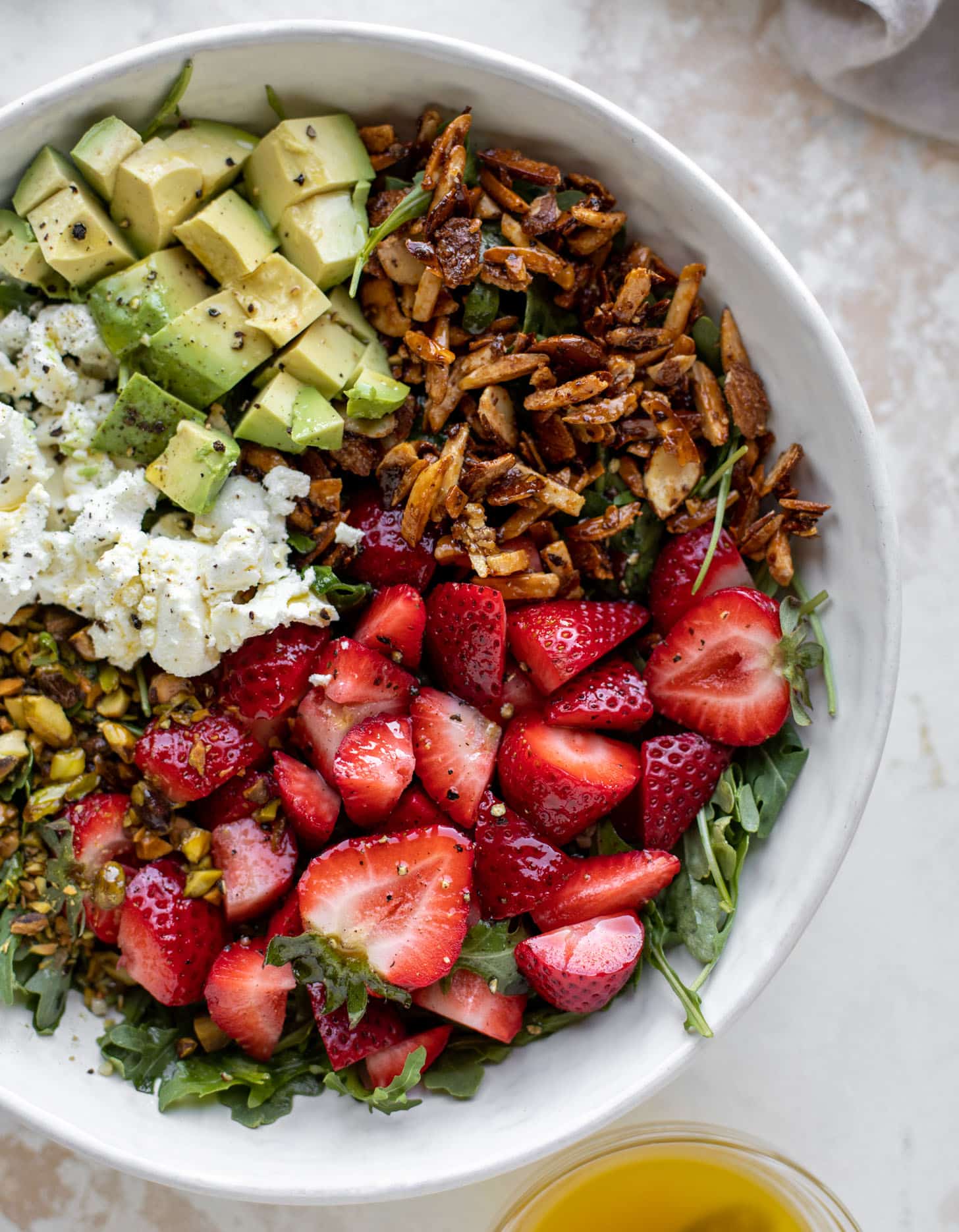 strawberry crunch salad with champagne vinaigrette