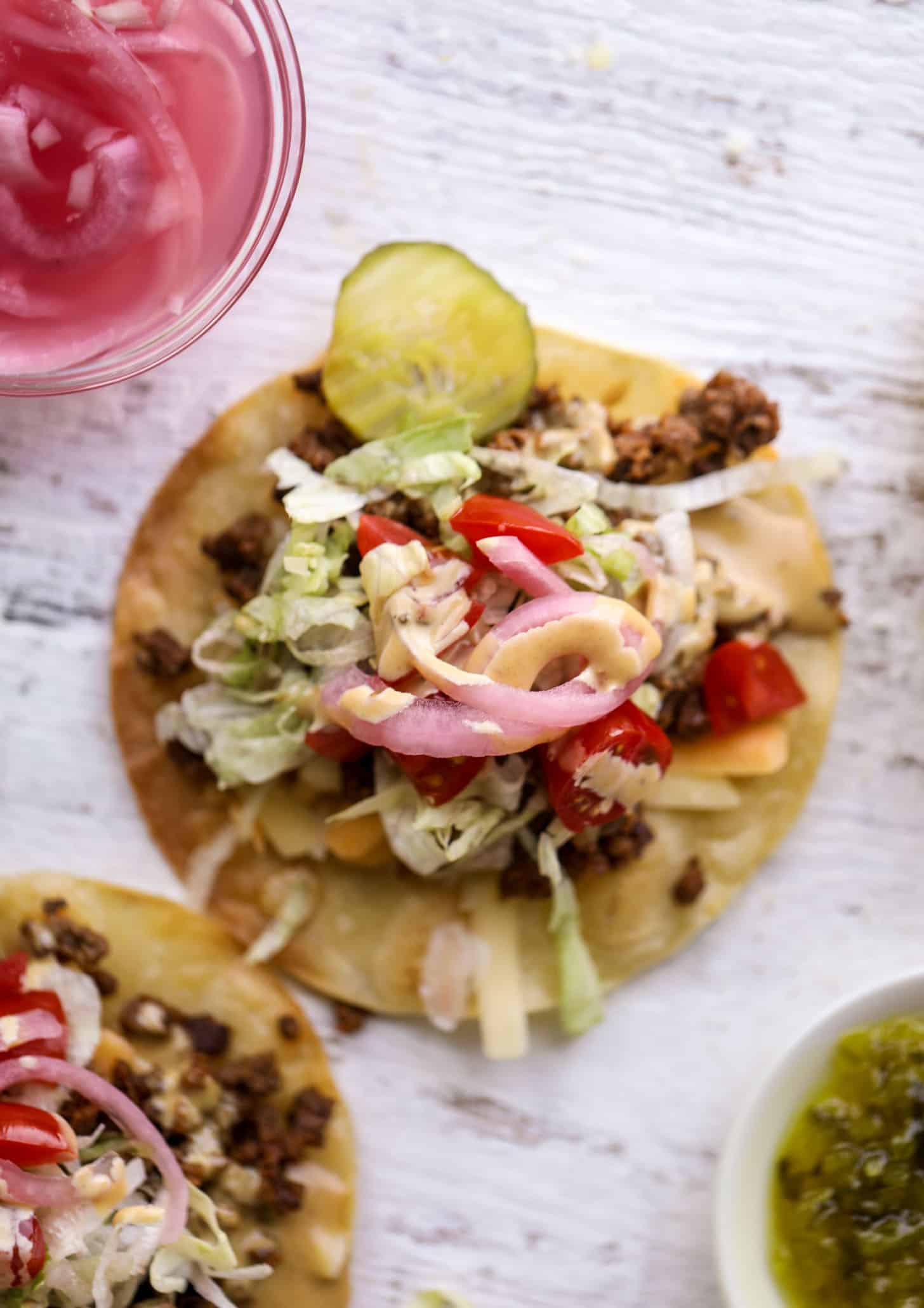 cheeseburger tostadas