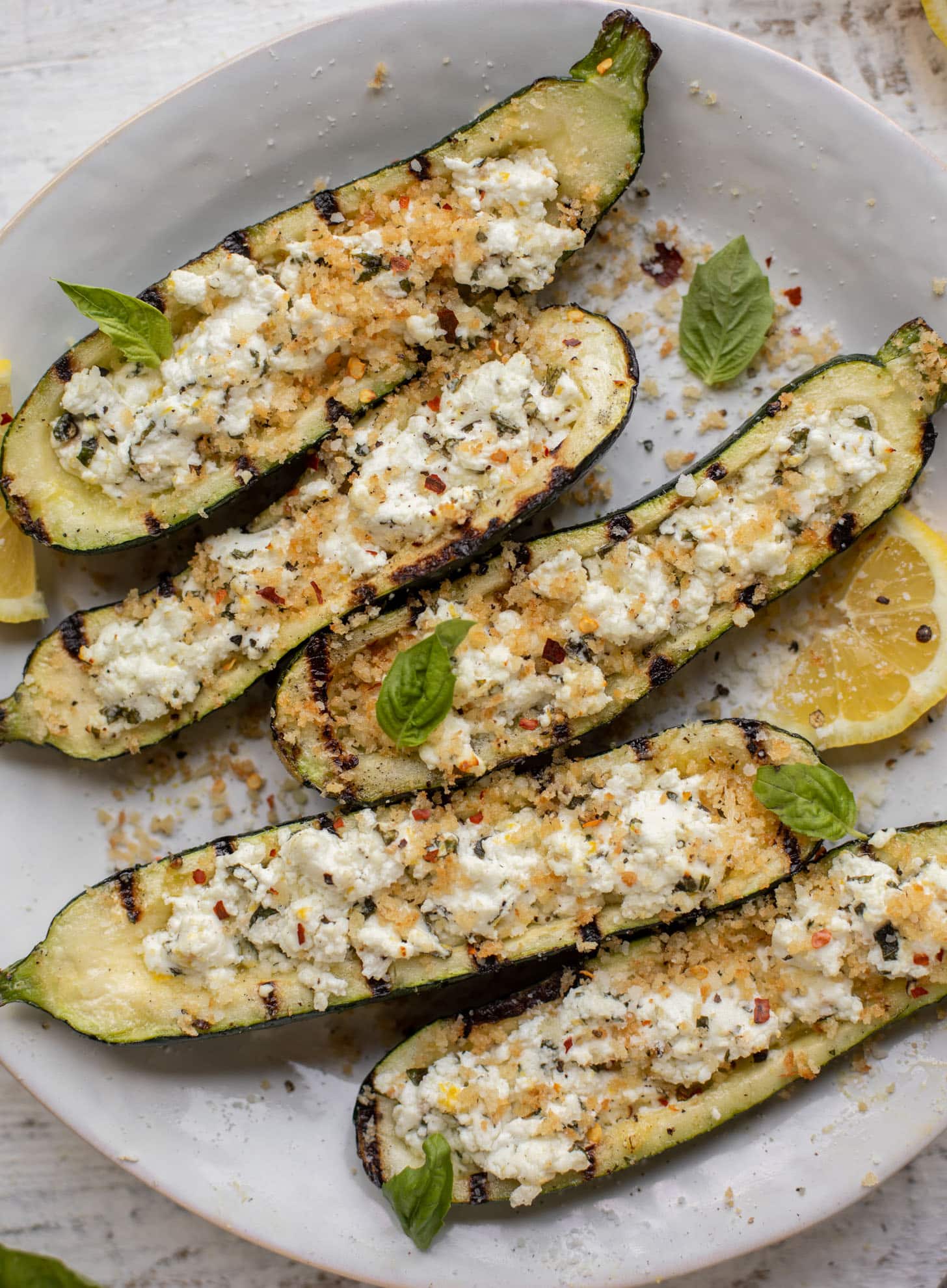 grilled goat cheese stuffed zucchini