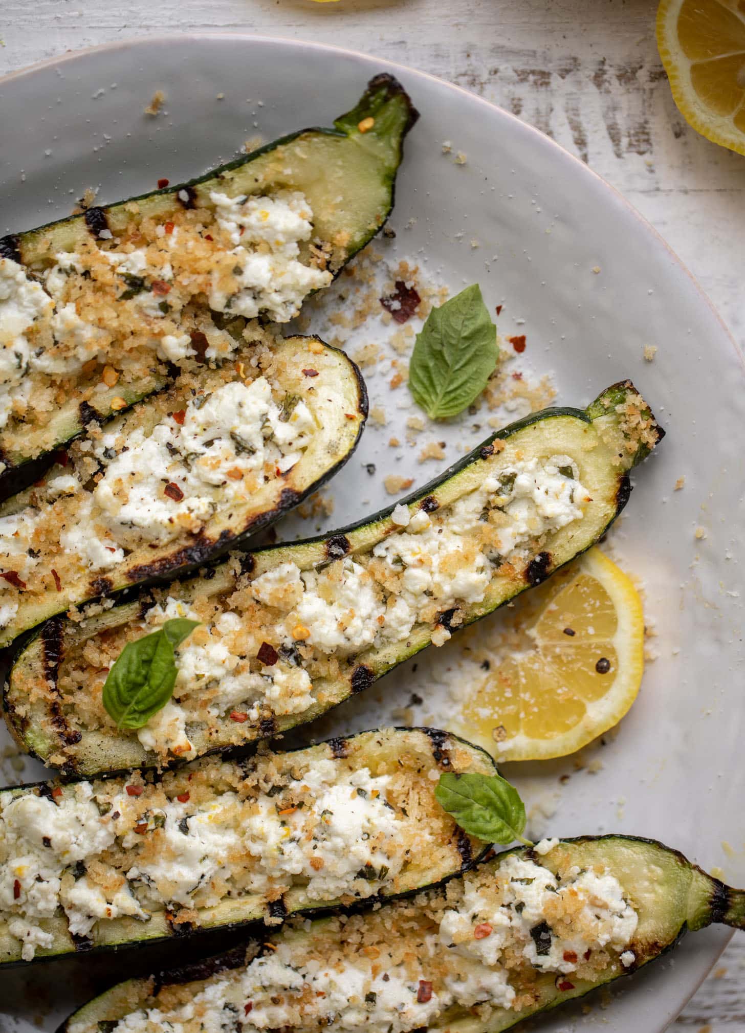 grilled goat cheese stuffed zucchini