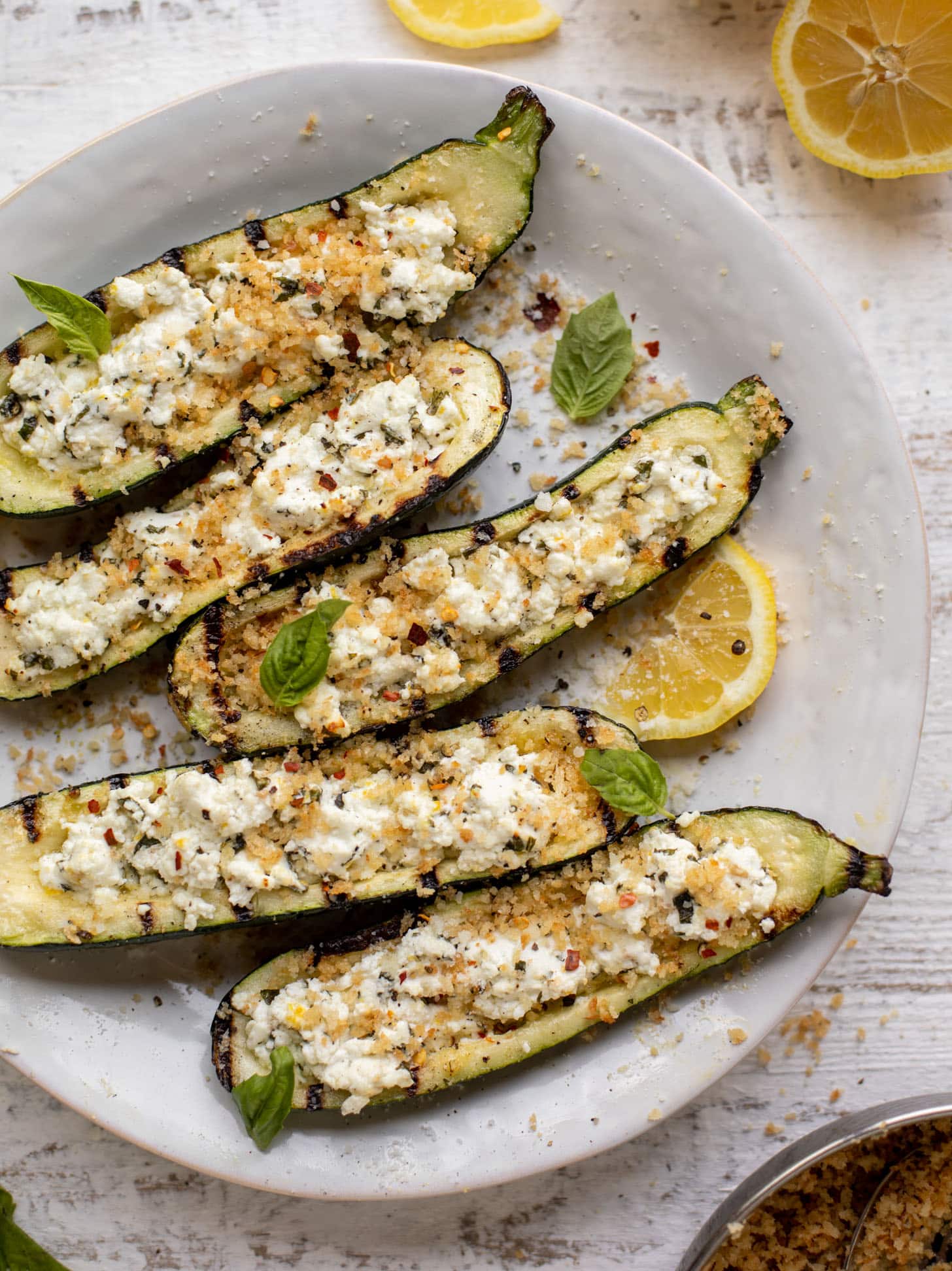grilled goat cheese stuffed zucchini