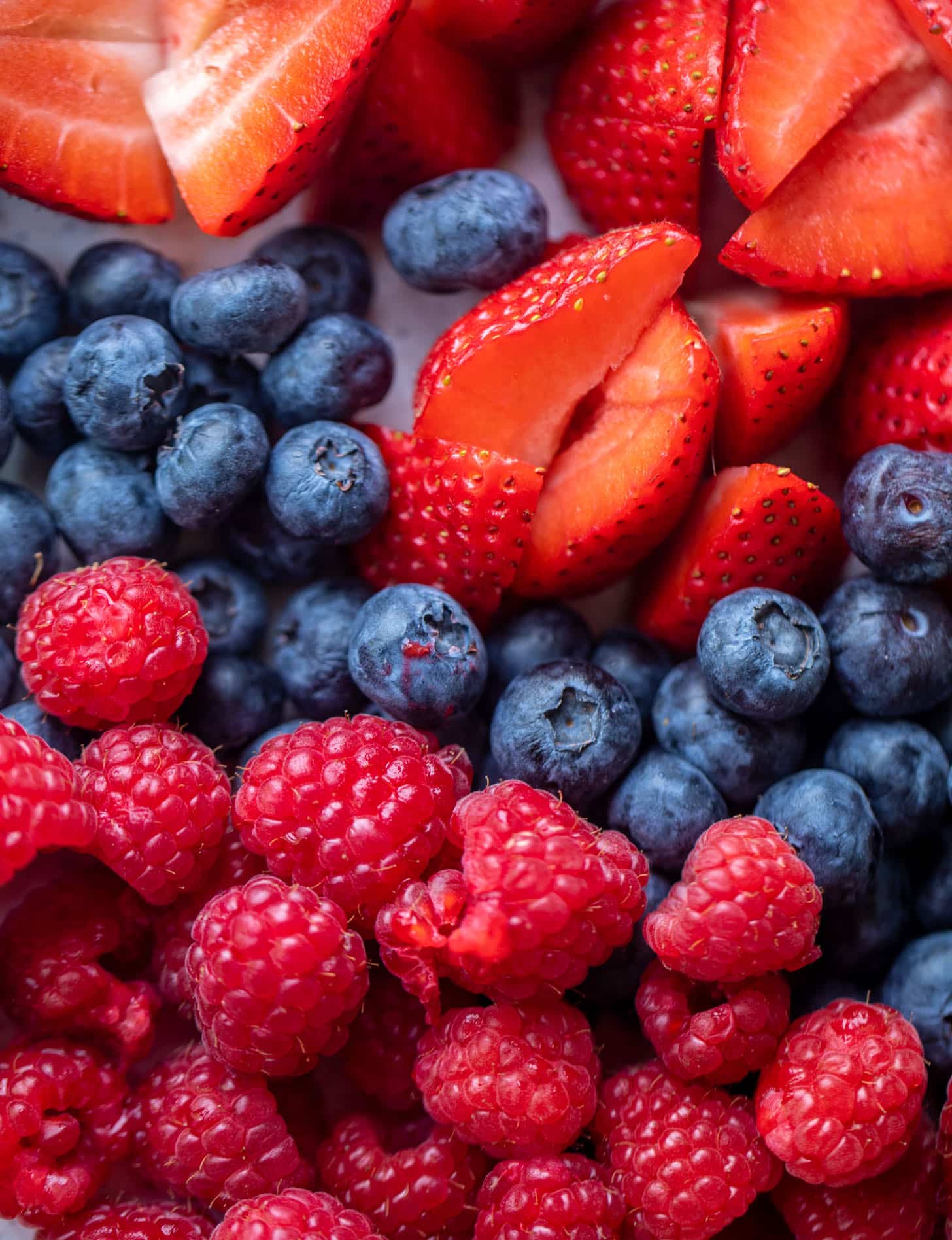 strawberries, blueberries, raspberries
