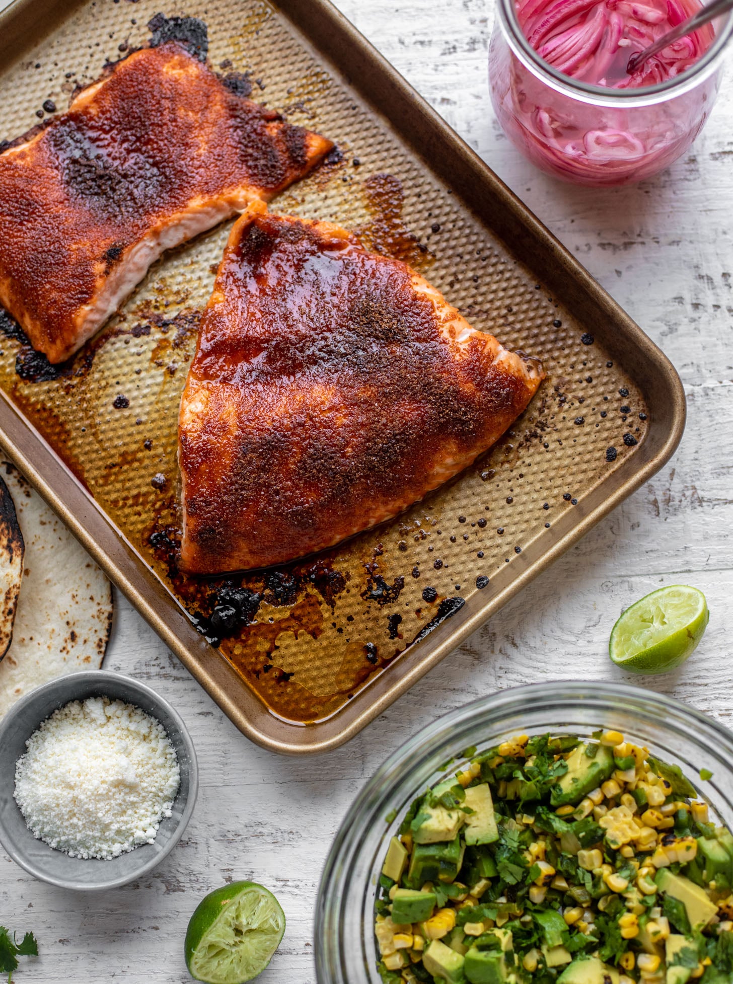 summer salmon taco ingredients