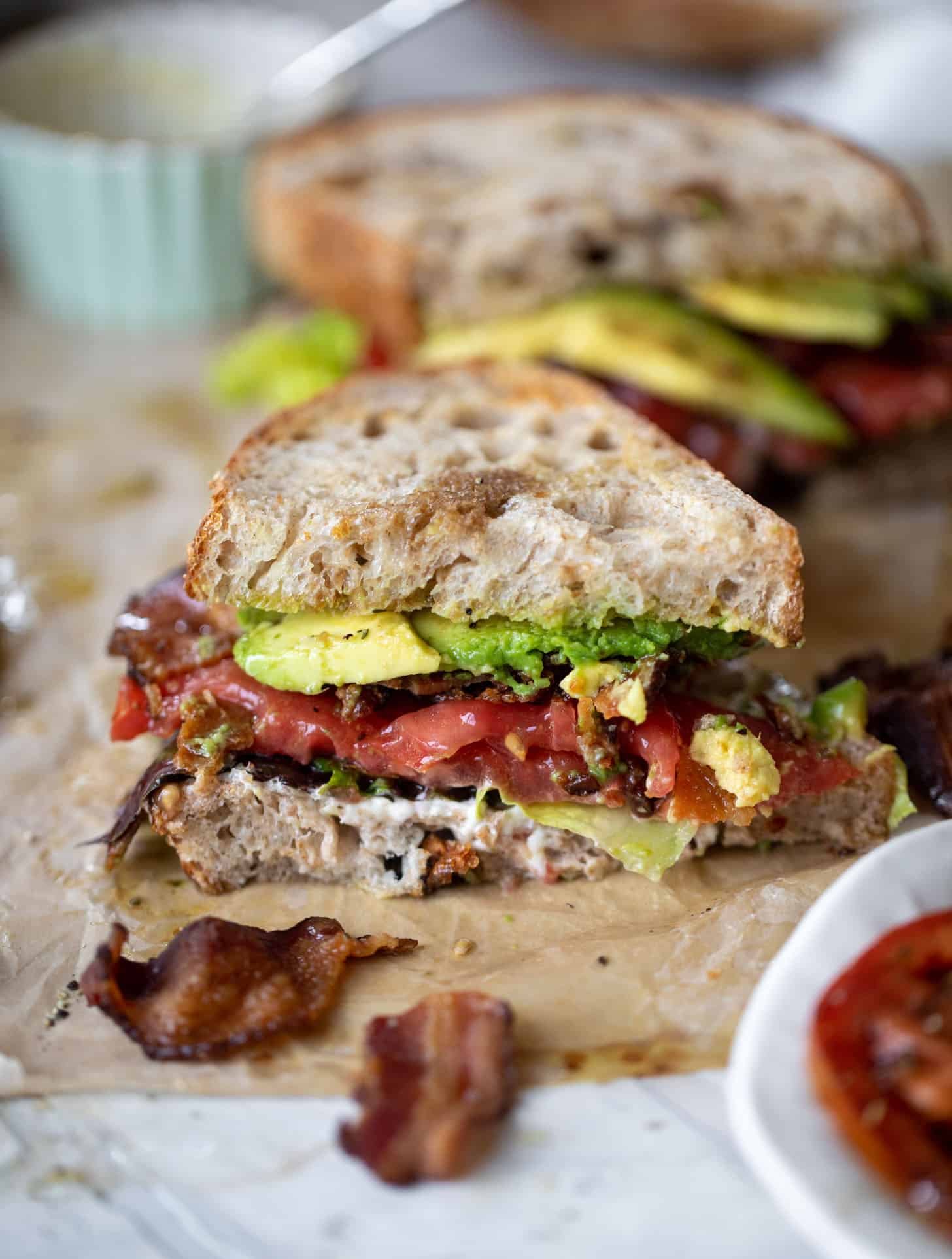 marinated tomato BLAT sandwiches