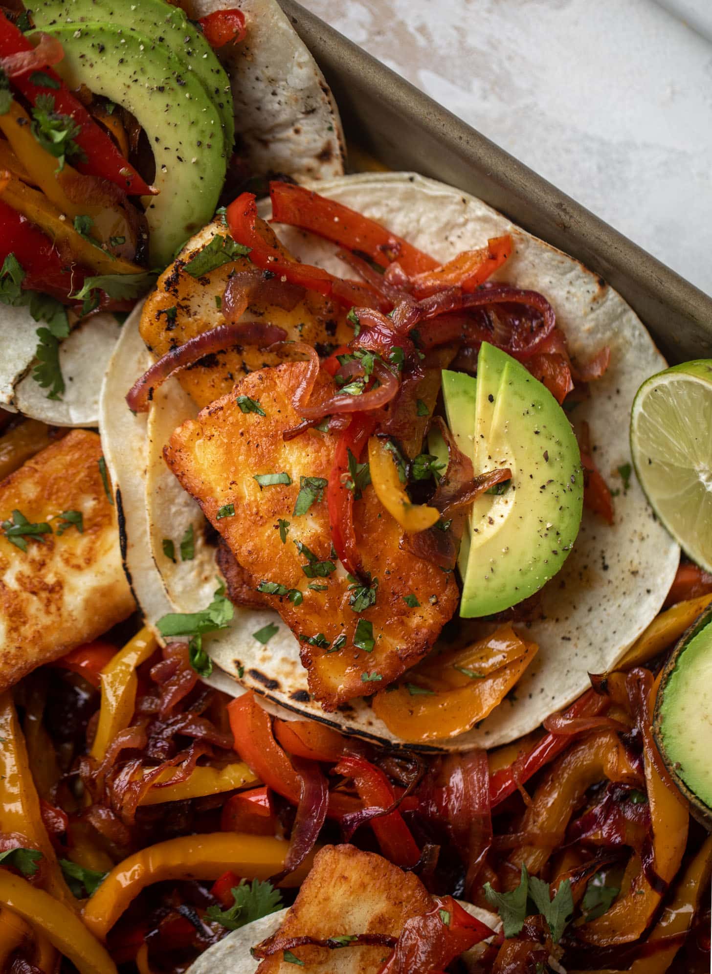crispy halloumi fajitas