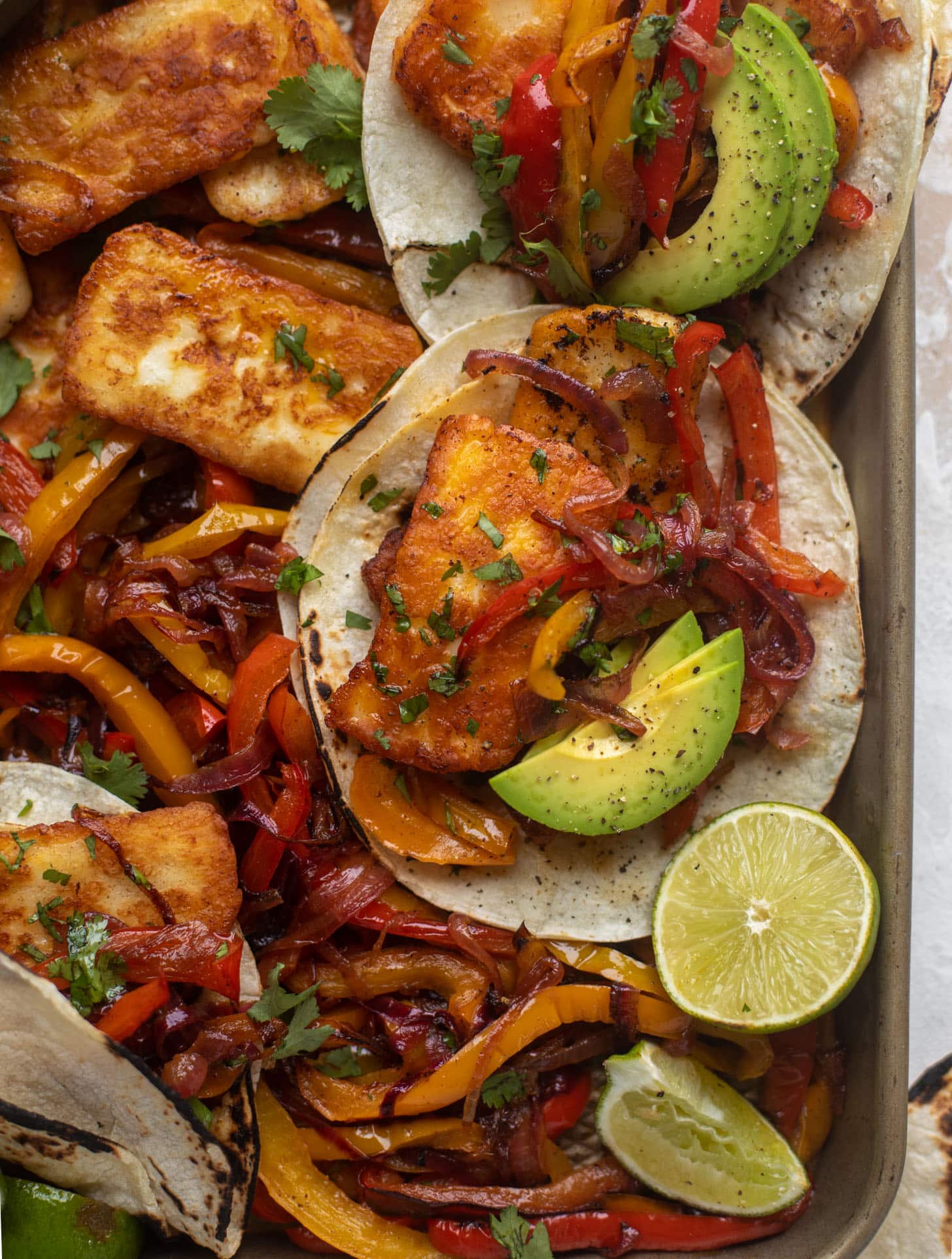 crispy halloumi fajitas
