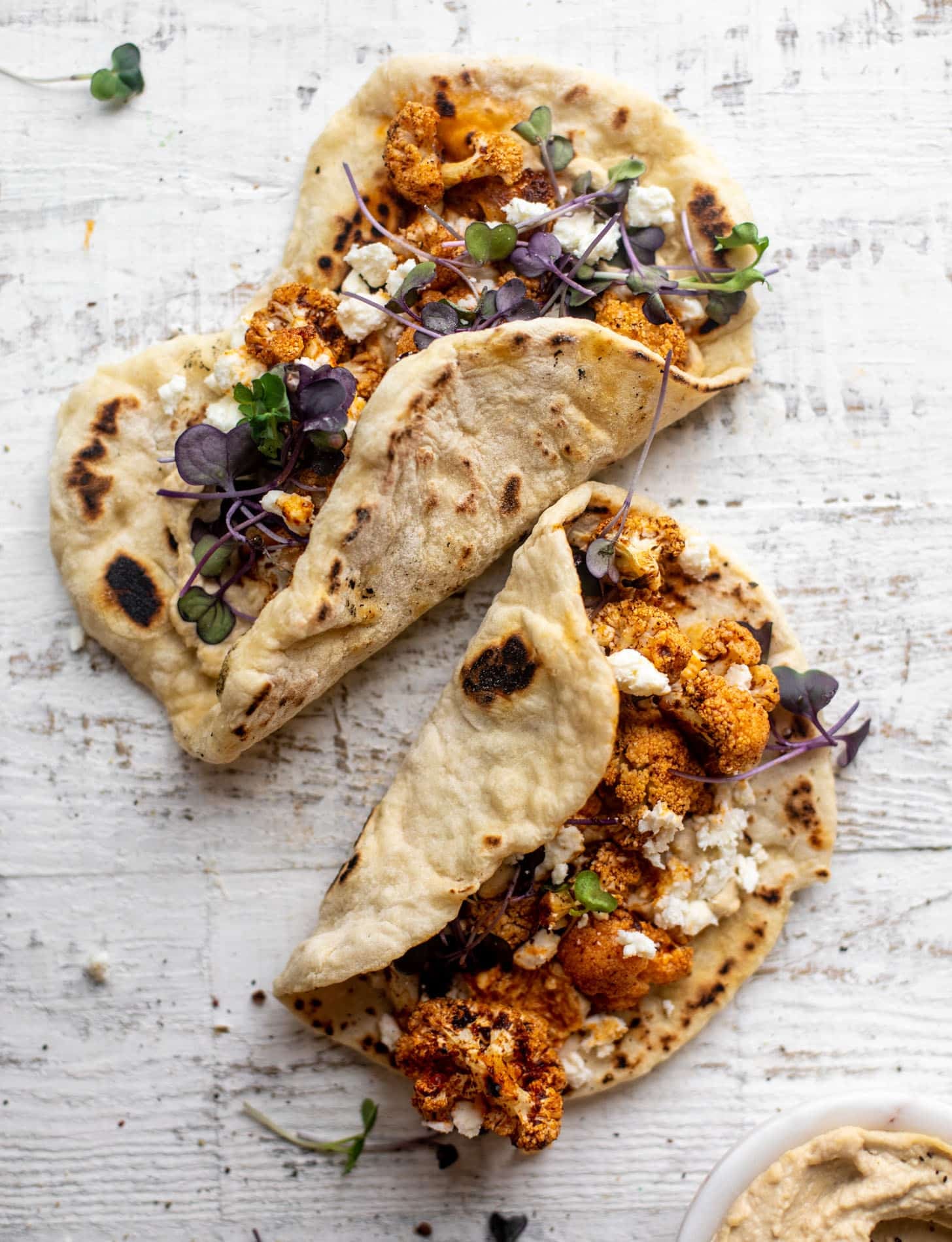 chipotle roasted cauliflower pitas