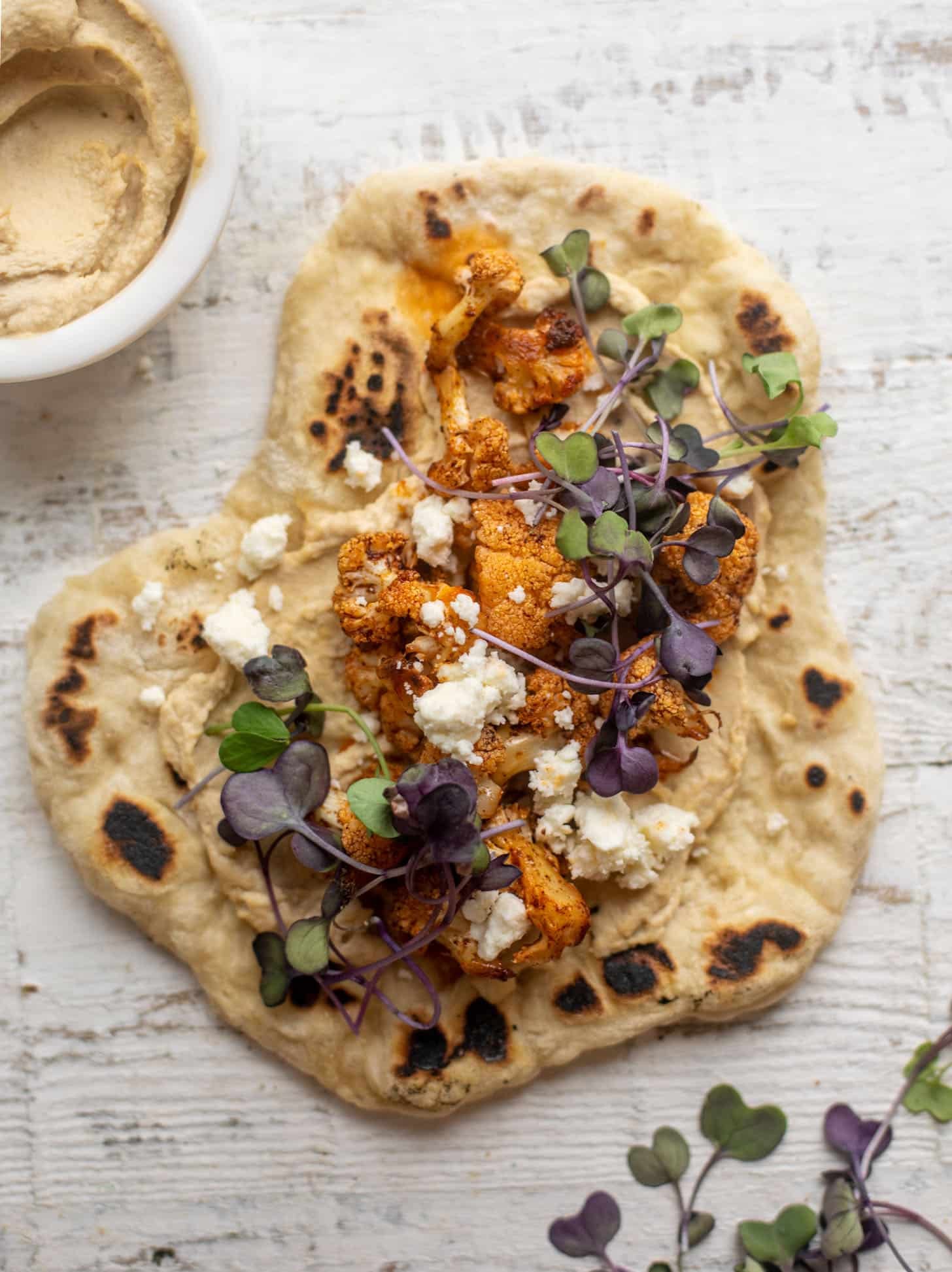 chipotle roasted cauliflower pitas