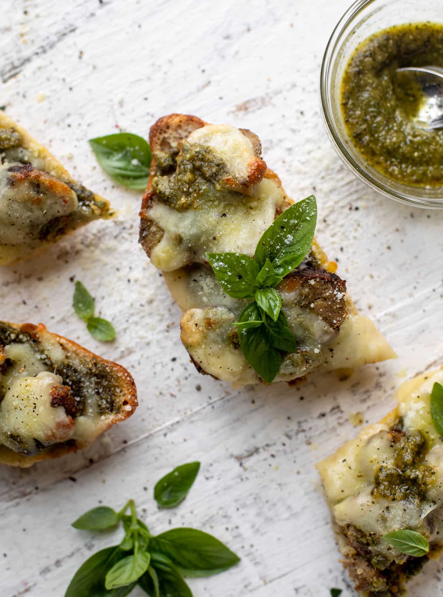 pesto meatball melts